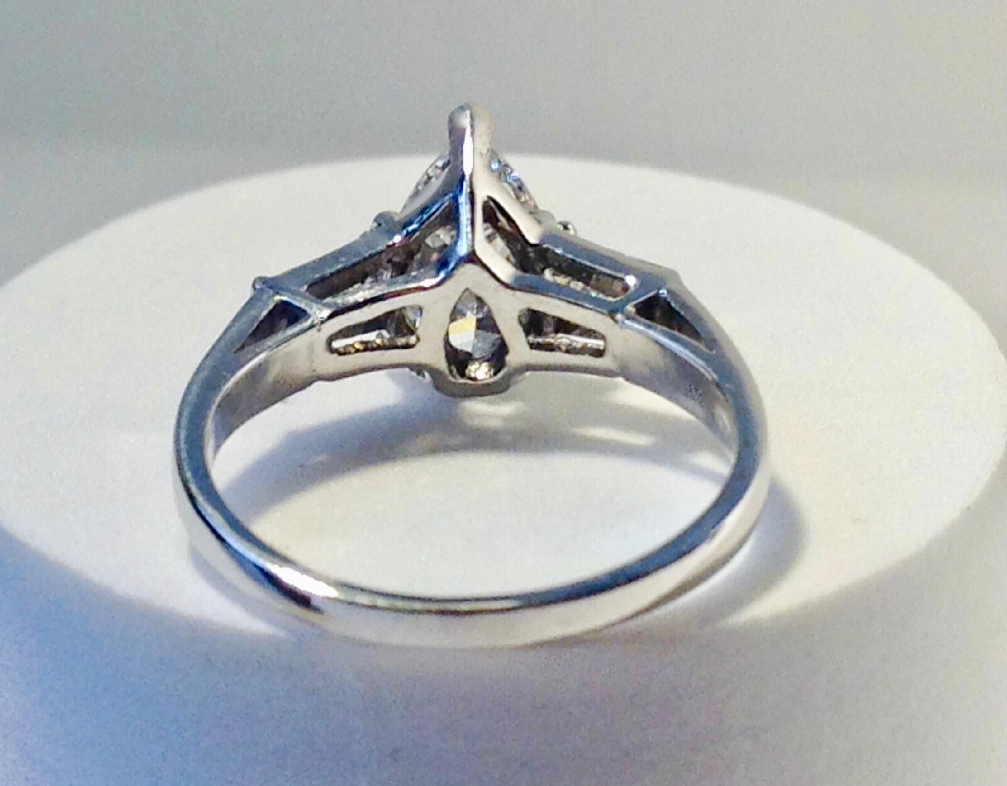 GIA Pear Cut Diamond Engagement Ring Platinum 6