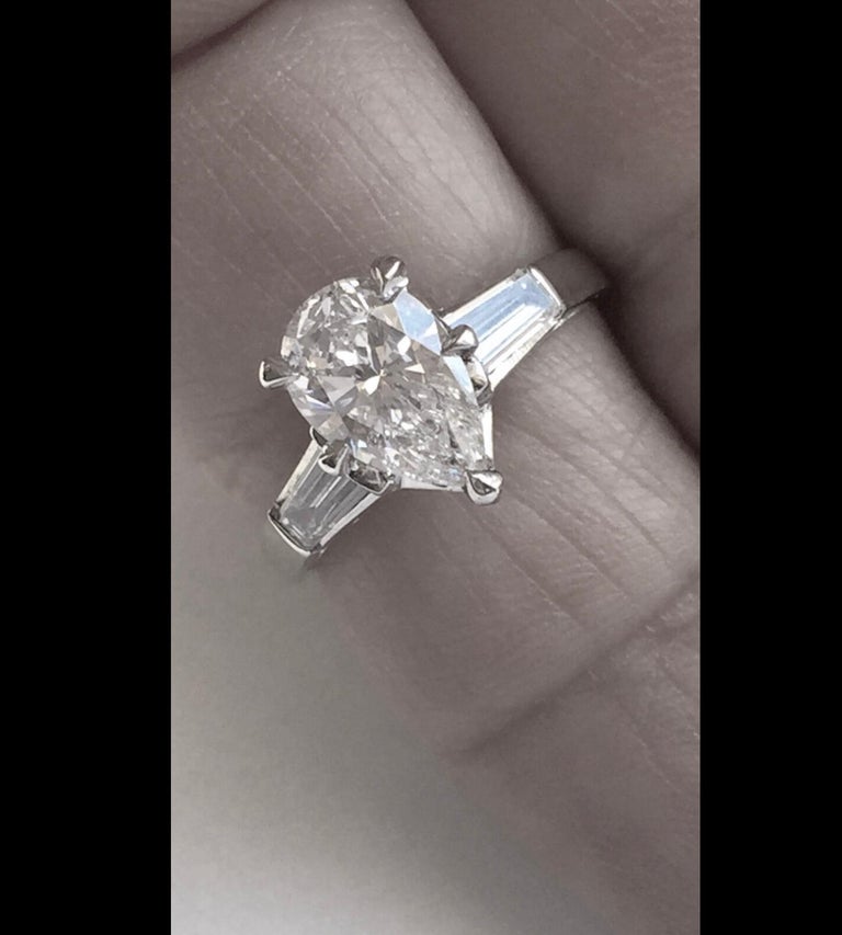 GIA Pear Cut Diamond Engagement Ring Platinum at 1stDibs