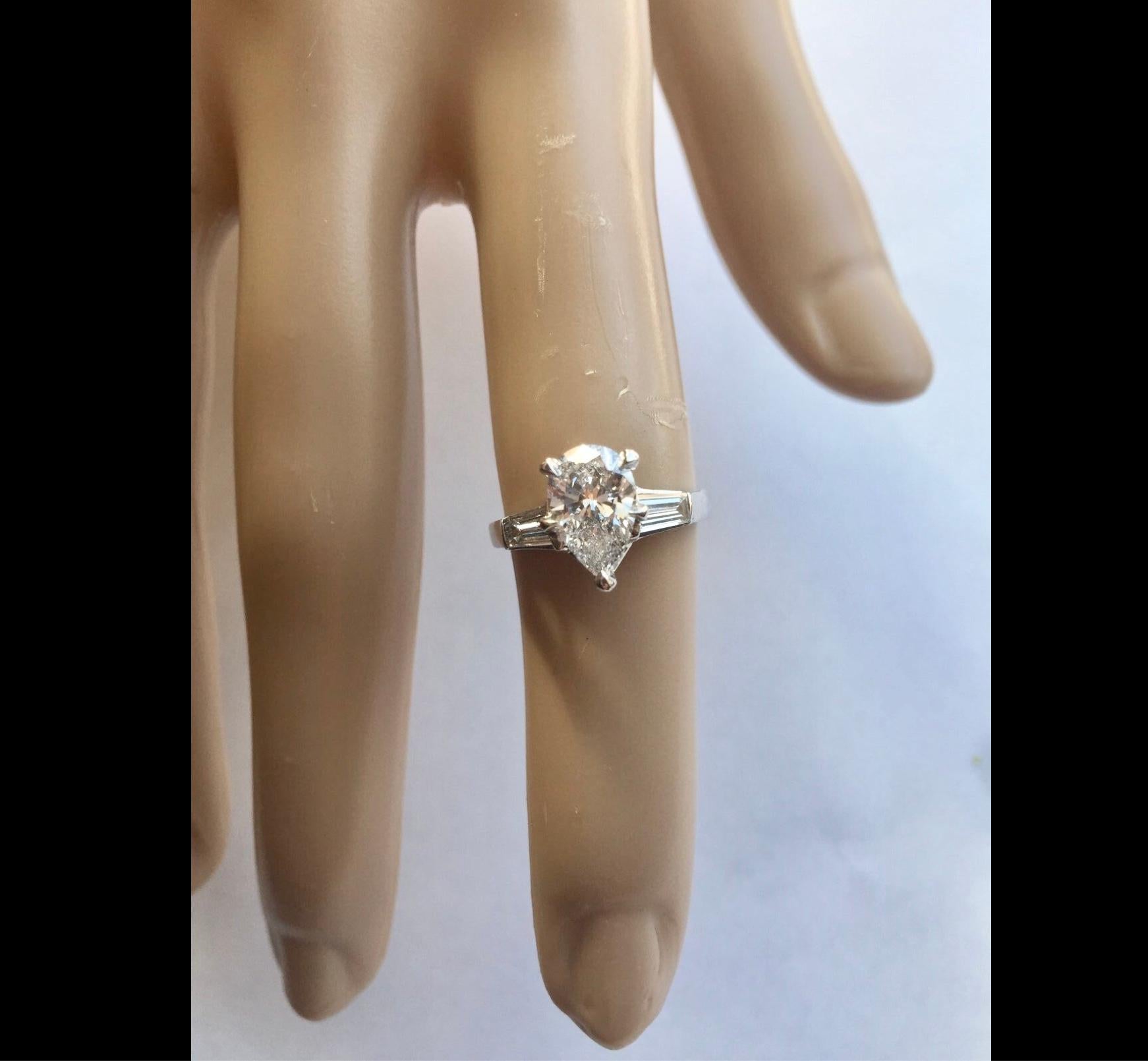 Women's GIA Pear Cut Diamond Engagement Ring Platinum