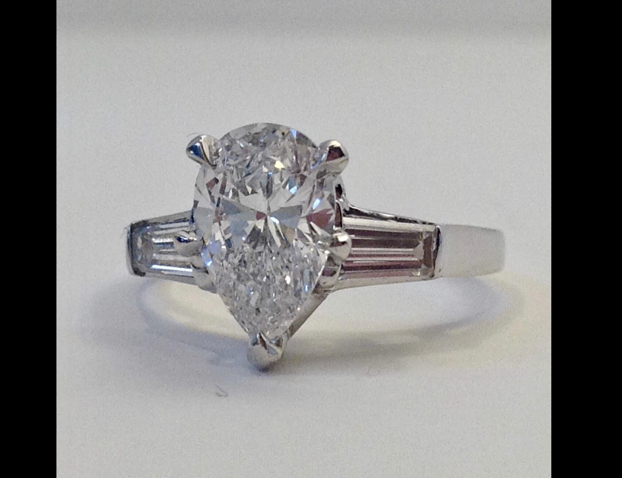 GIA Pear Cut Diamond Engagement Ring Platinum 1