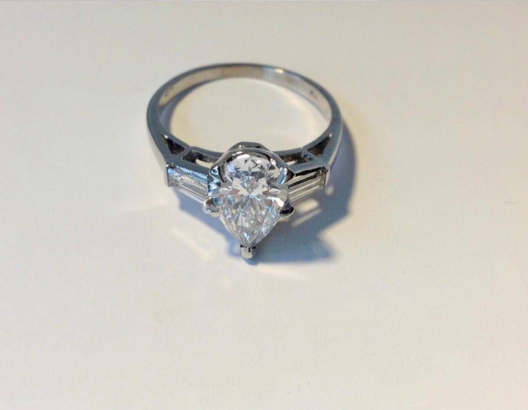 GIA Pear Cut Diamond Engagement Ring Platinum at 1stDibs