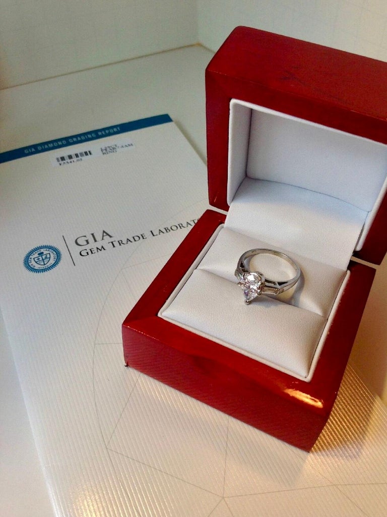 GIA Pear Cut Diamond Engagement Ring Platinum at 1stDibs