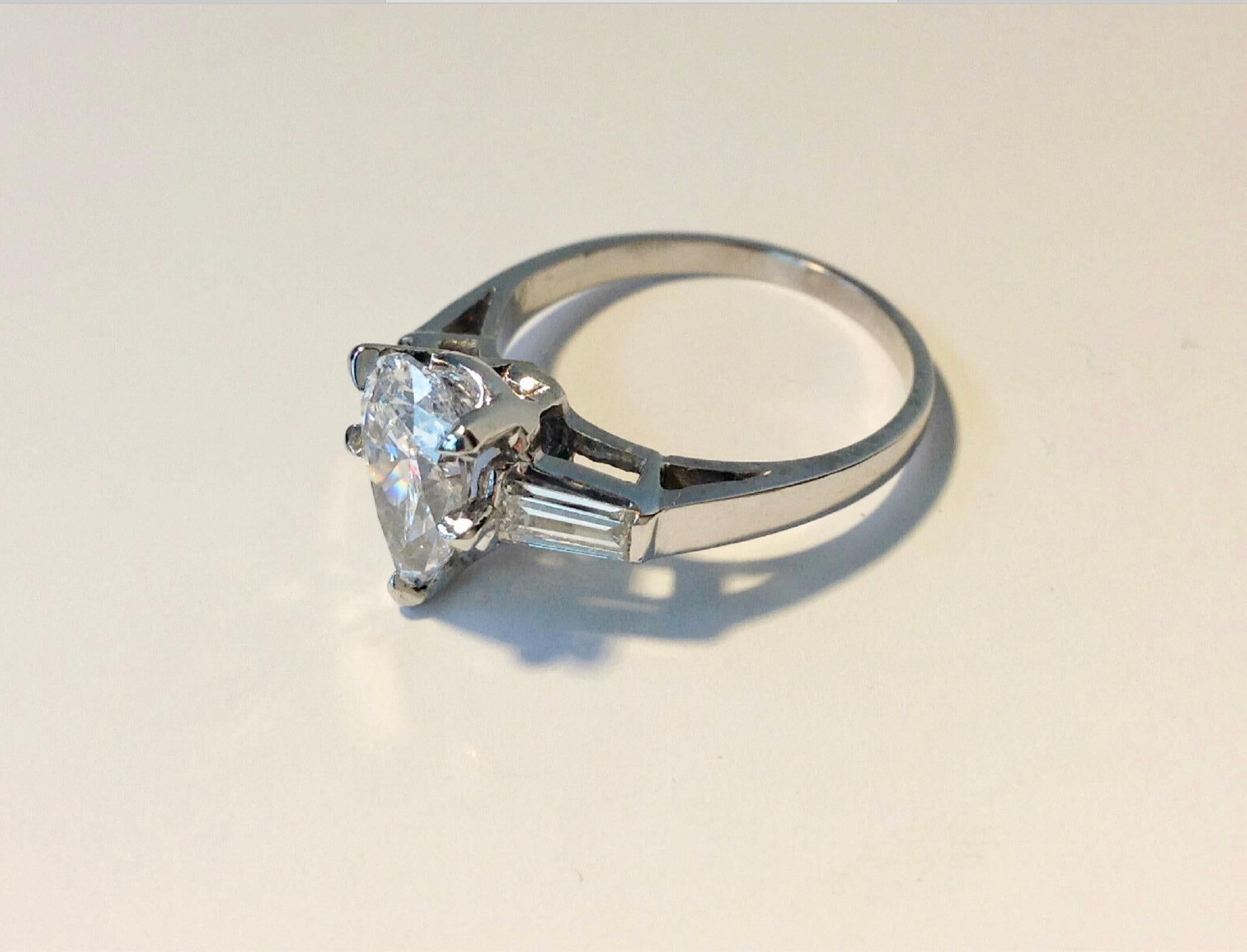 GIA Pear Cut Diamond Engagement Ring Platinum 4