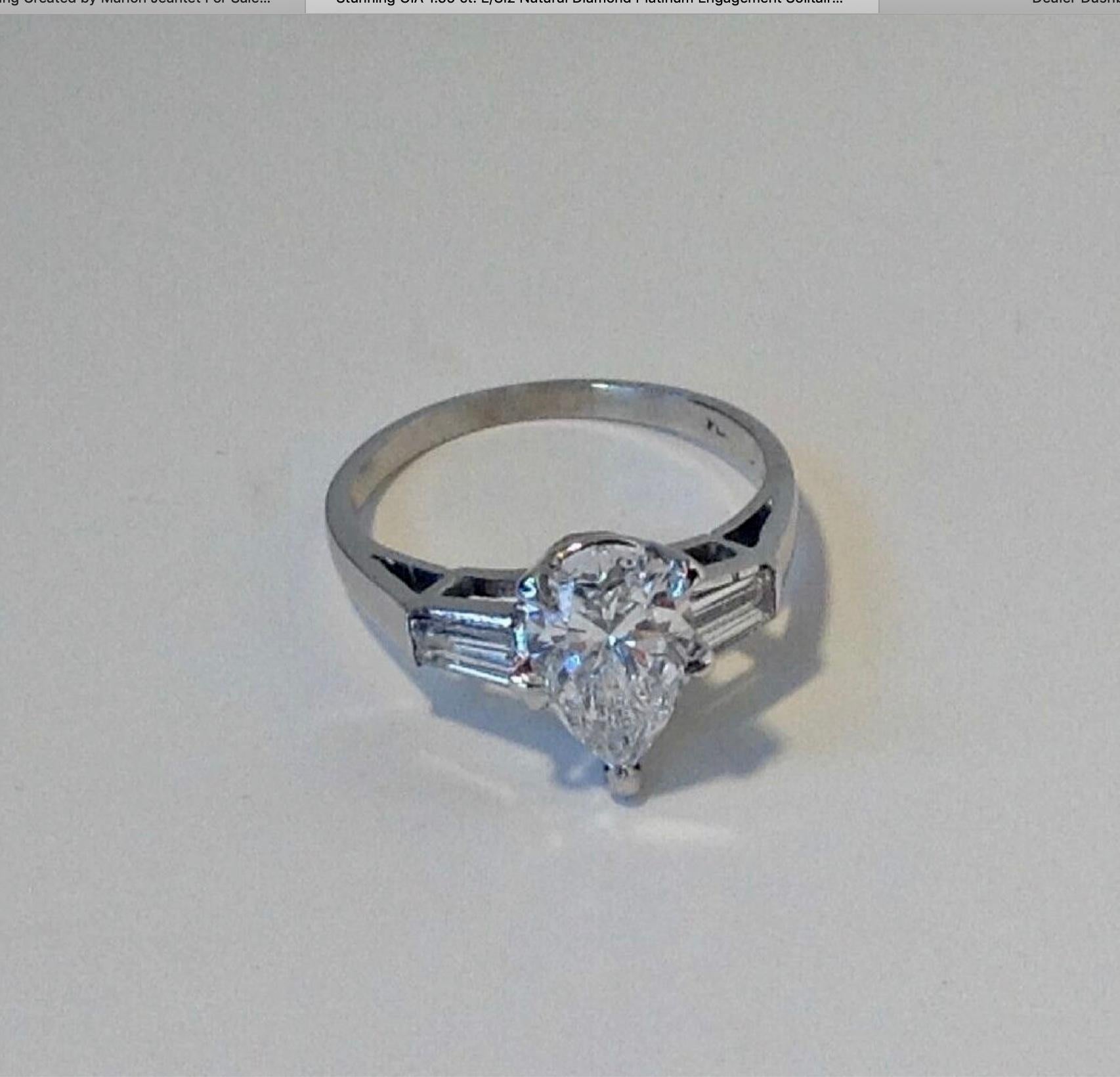 GIA Pear Cut Diamond Engagement Ring Platinum 5