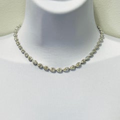 GIA Pear Shape East West Half Carat Each White Diamond Necklace in 18K