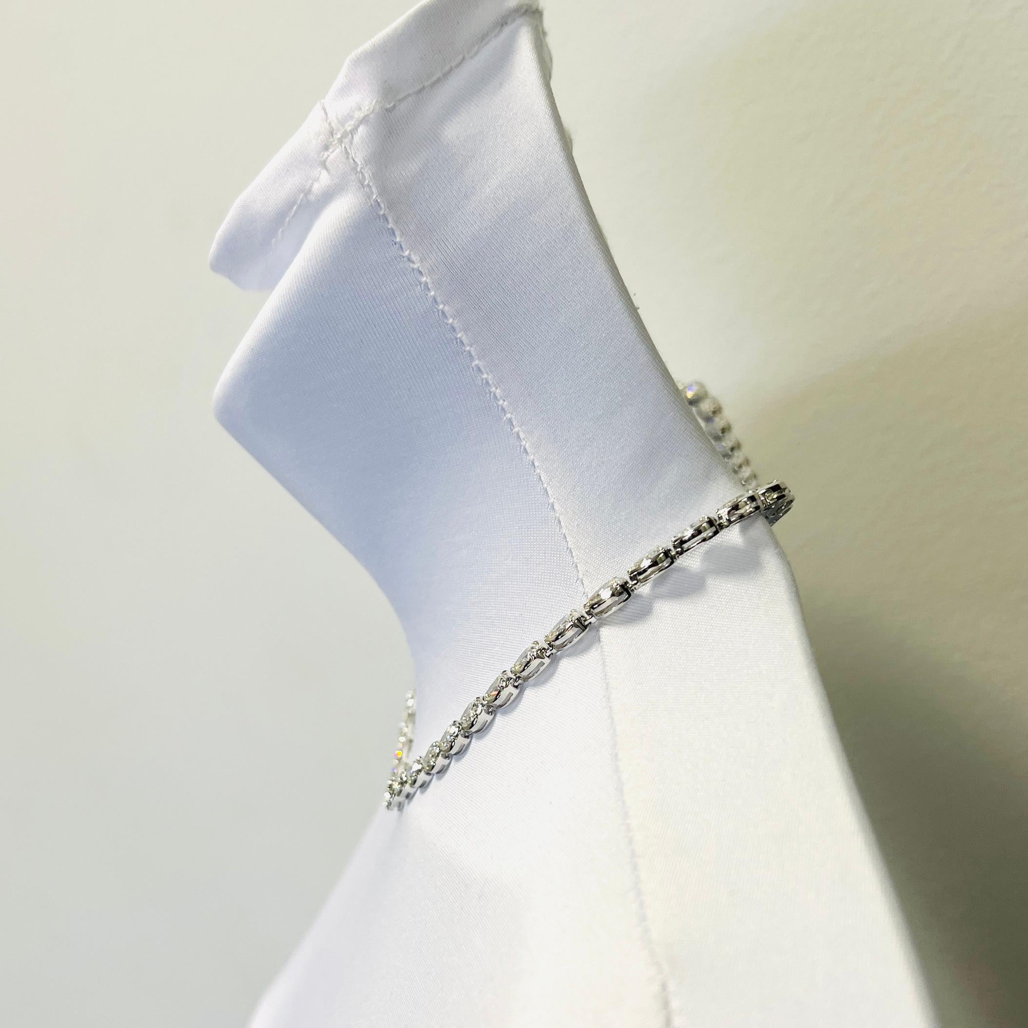 Pear Cut GIA Pear Shape East West Half Carat Each White Diamond Necklace in 18K For Sale