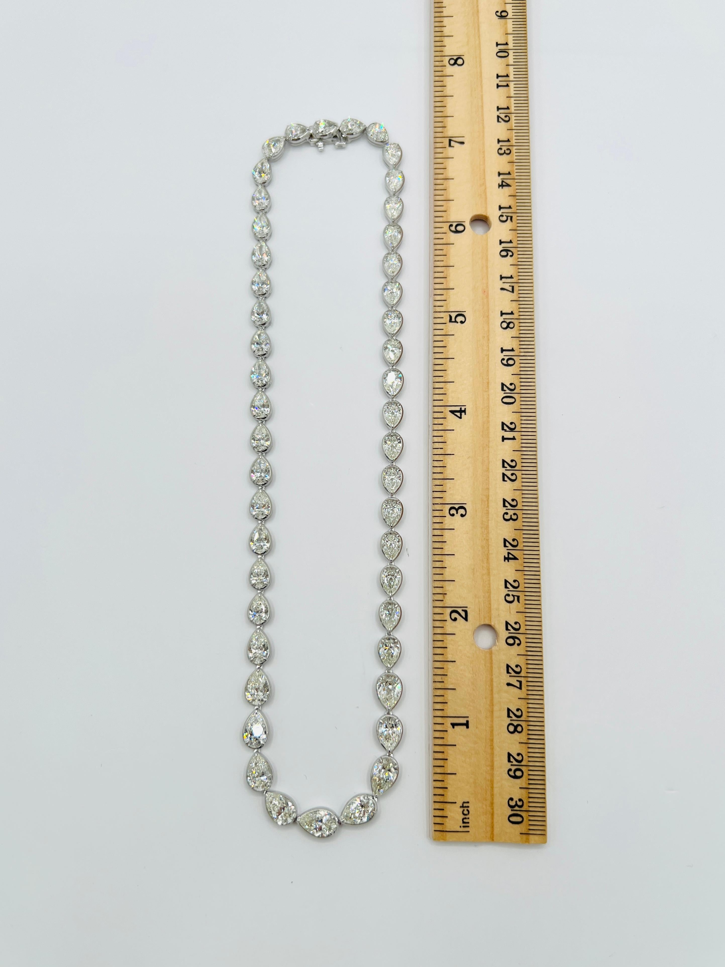 GIA Pear Shape East West Half Carat Each White Diamond Necklace in 18K For Sale 3