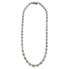 GIA Pear Shape East West Half Carat Each White Diamond Necklace in 18K