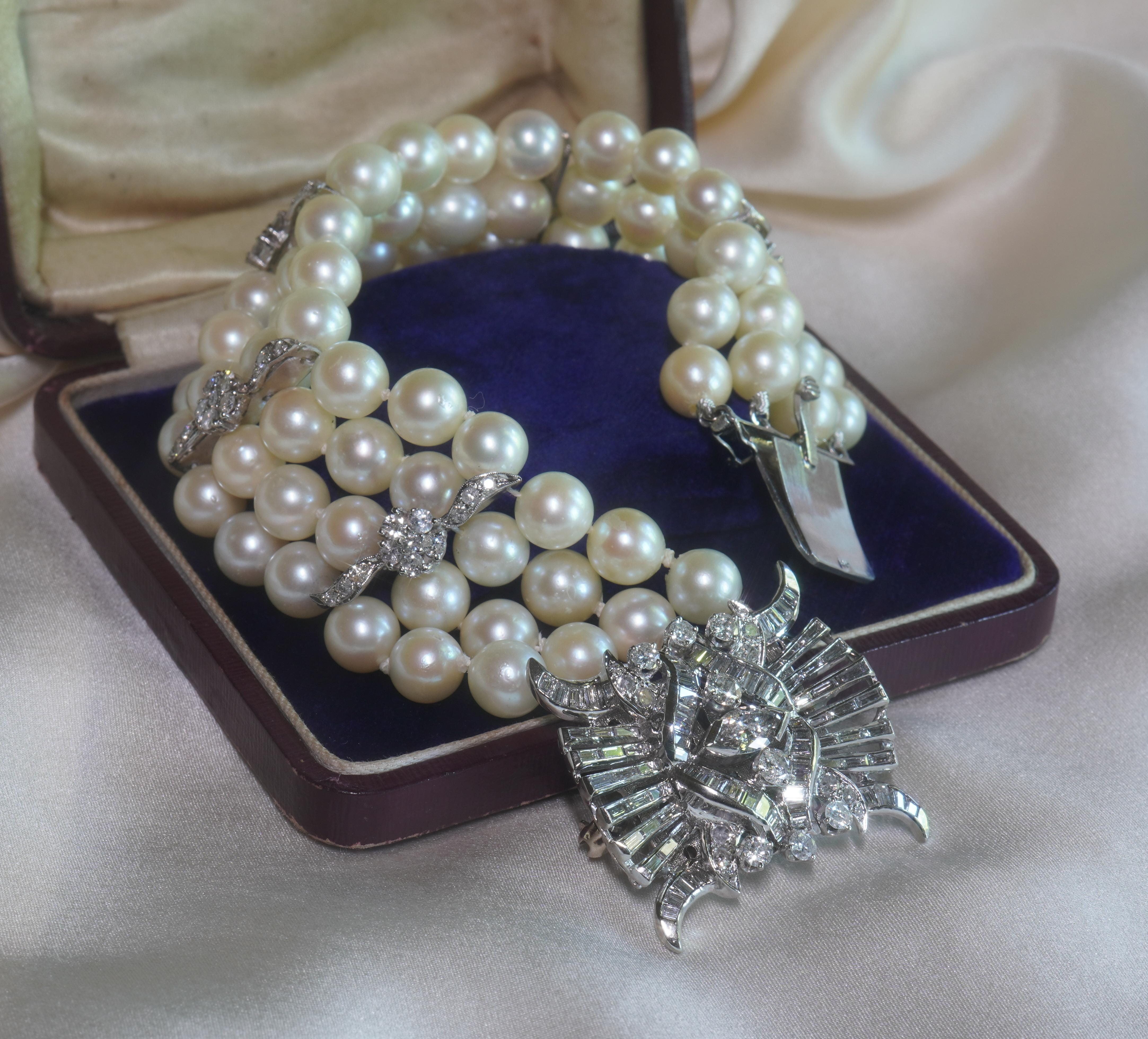 GIA Pearl Diamond Vintage Bracelet Brooch 14K Antique SouthSea HUGE 9.29 Carats! In Excellent Condition For Sale In Sylvania, GA