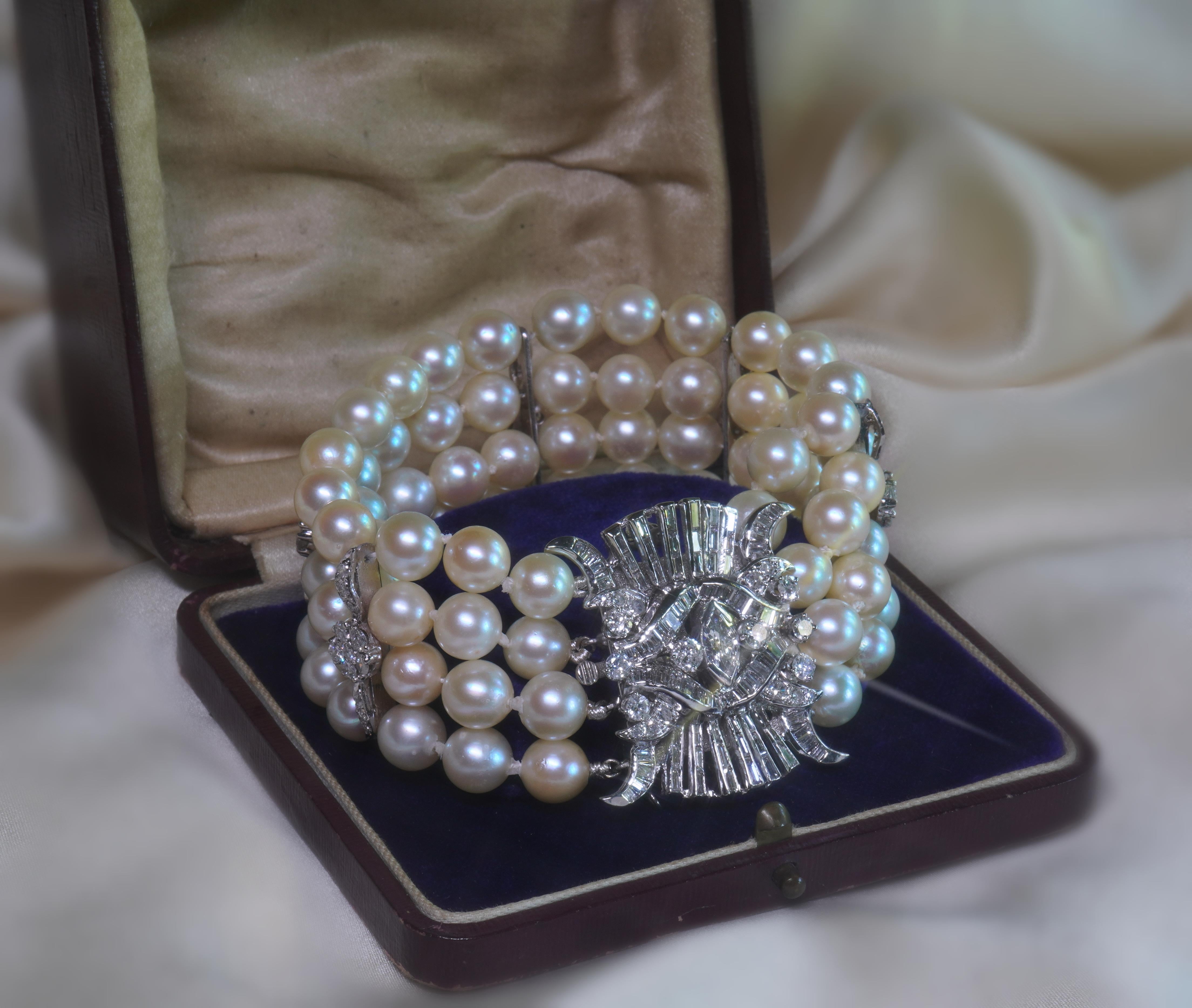 GIA Pearl Diamond Vintage Bracelet Brooch 14K Antique SouthSea HUGE 9.29 Carats! For Sale 1