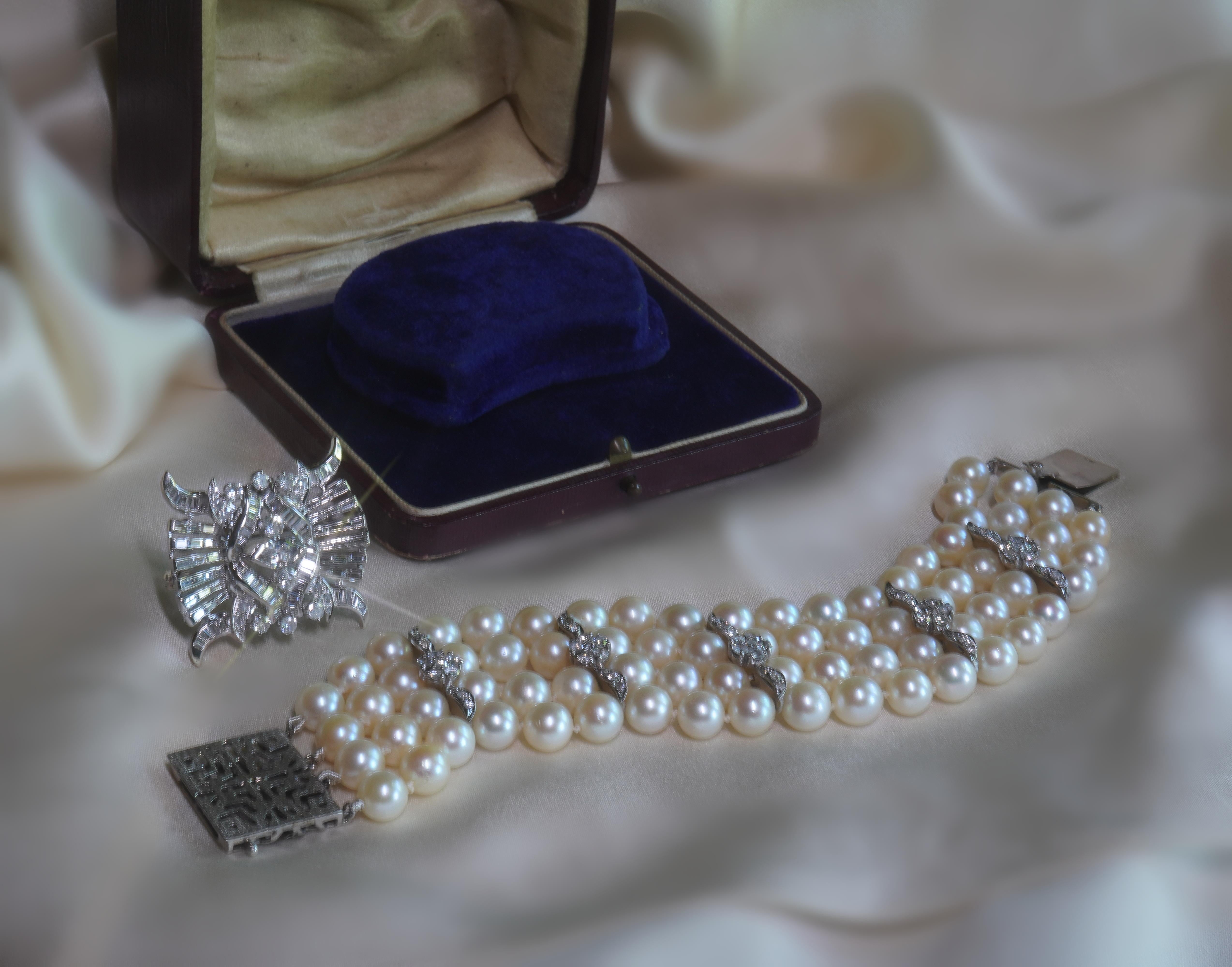 GIA Pearl Diamond Vintage Bracelet Brooch 14K Antique SouthSea HUGE 9.29 Carats! For Sale 2