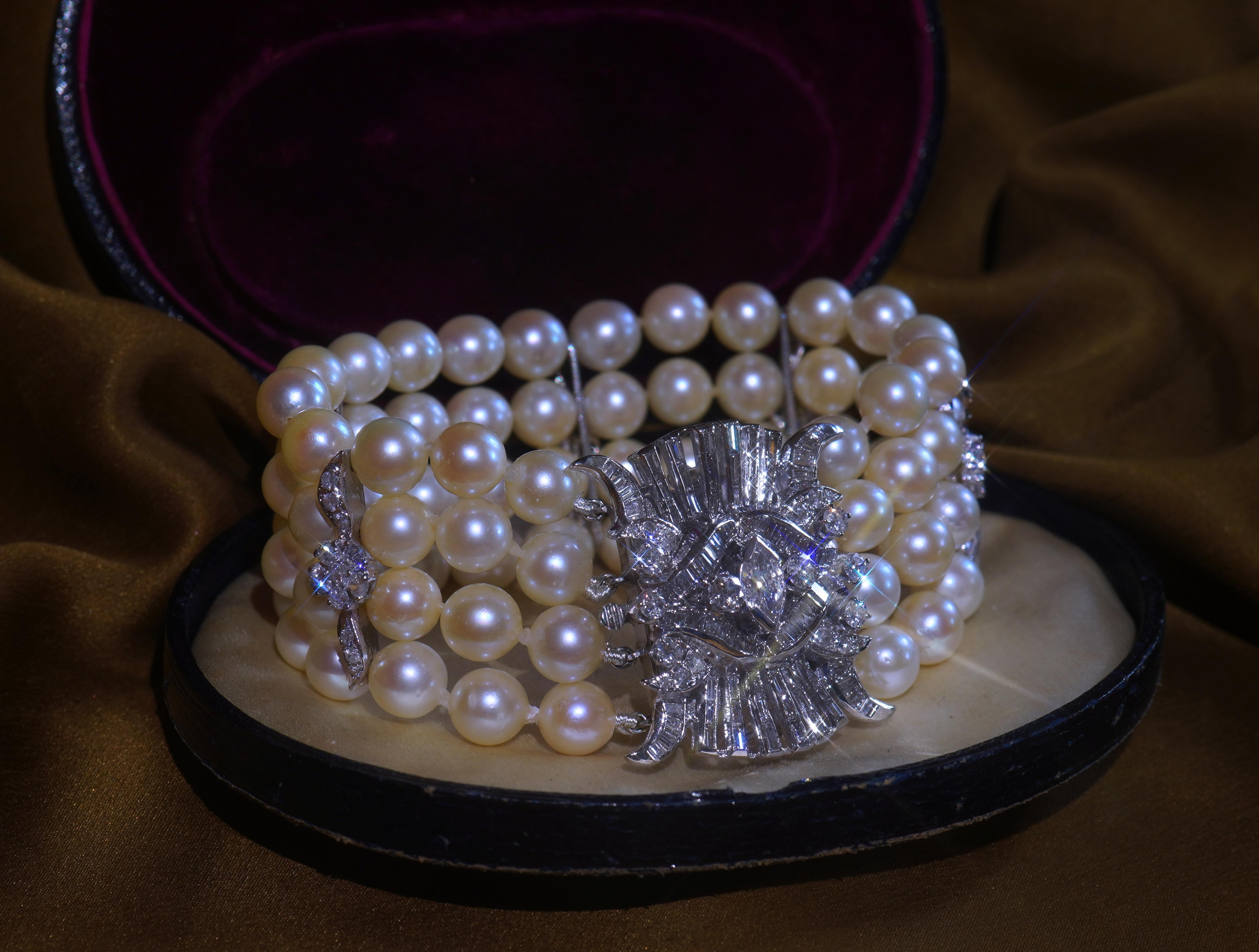 GIA Pearl Diamond Vintage Bracelet Brooch 14K Antique SouthSea HUGE 9.29 Carats! For Sale 3