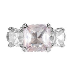 GIA Peter Suchy 4.66 Carat Pink Sapphire Diamond Platinum Engagement Ring