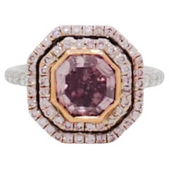 GIA Pink and White Diamond Ring in Platinum and 18k Rose Gold