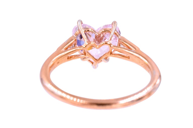 NALLY GIA Pink Color Heart Shape Diamond Ring In New Condition For Sale In New York, NY