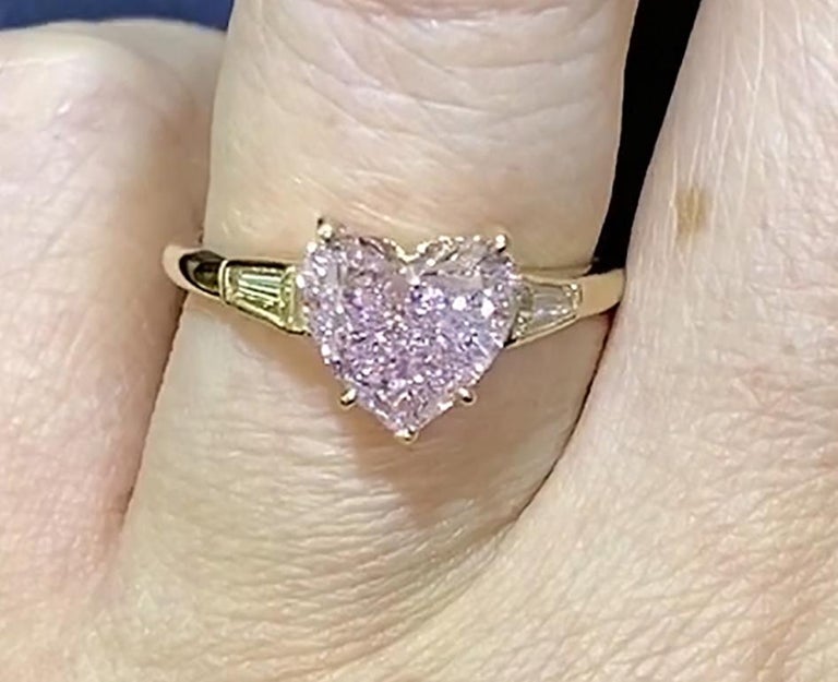 Heart Cut NALLY GIA Pink Color Heart Shape Diamond Ring For Sale