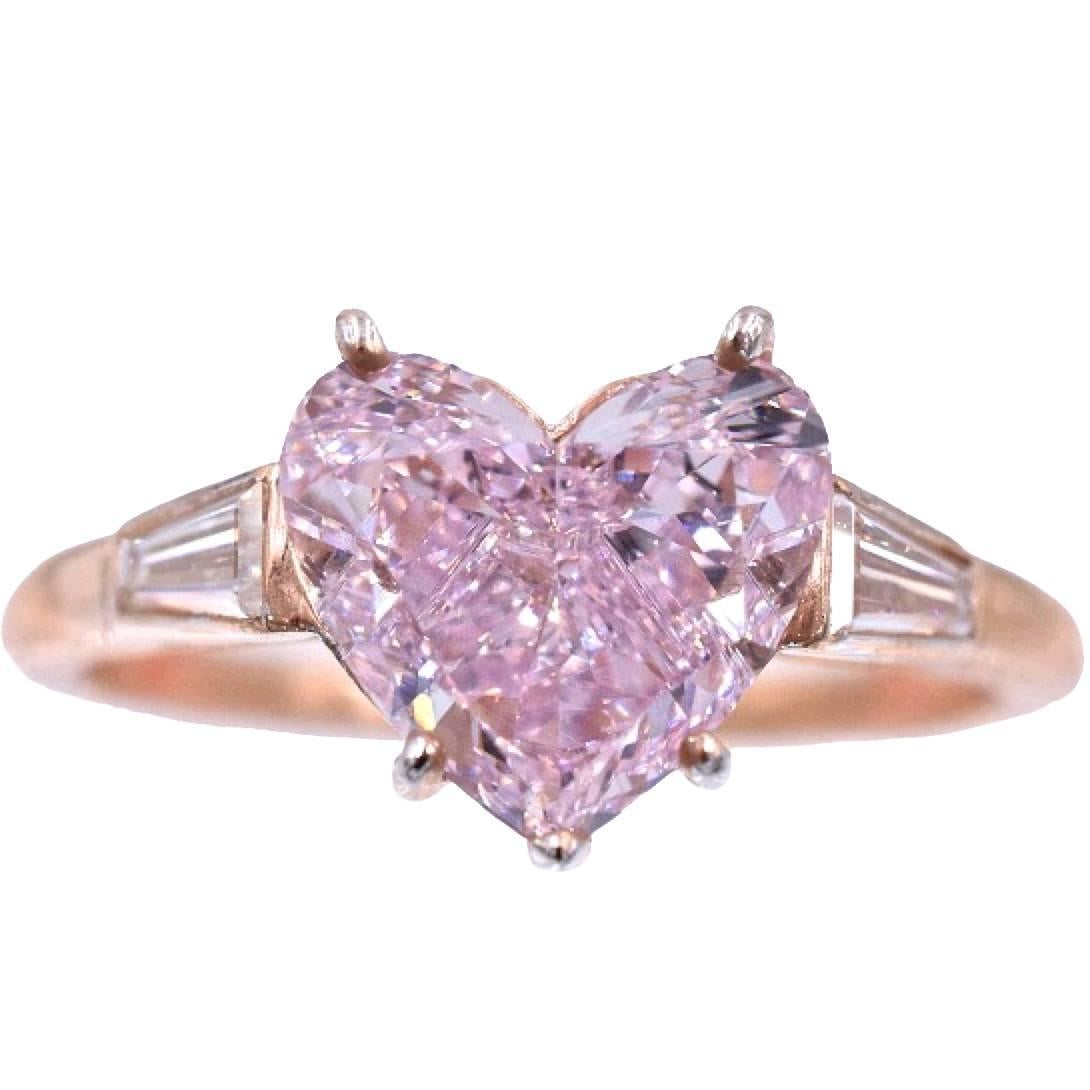 NALLY GIA Pink Color Heart Shape Diamond Ring