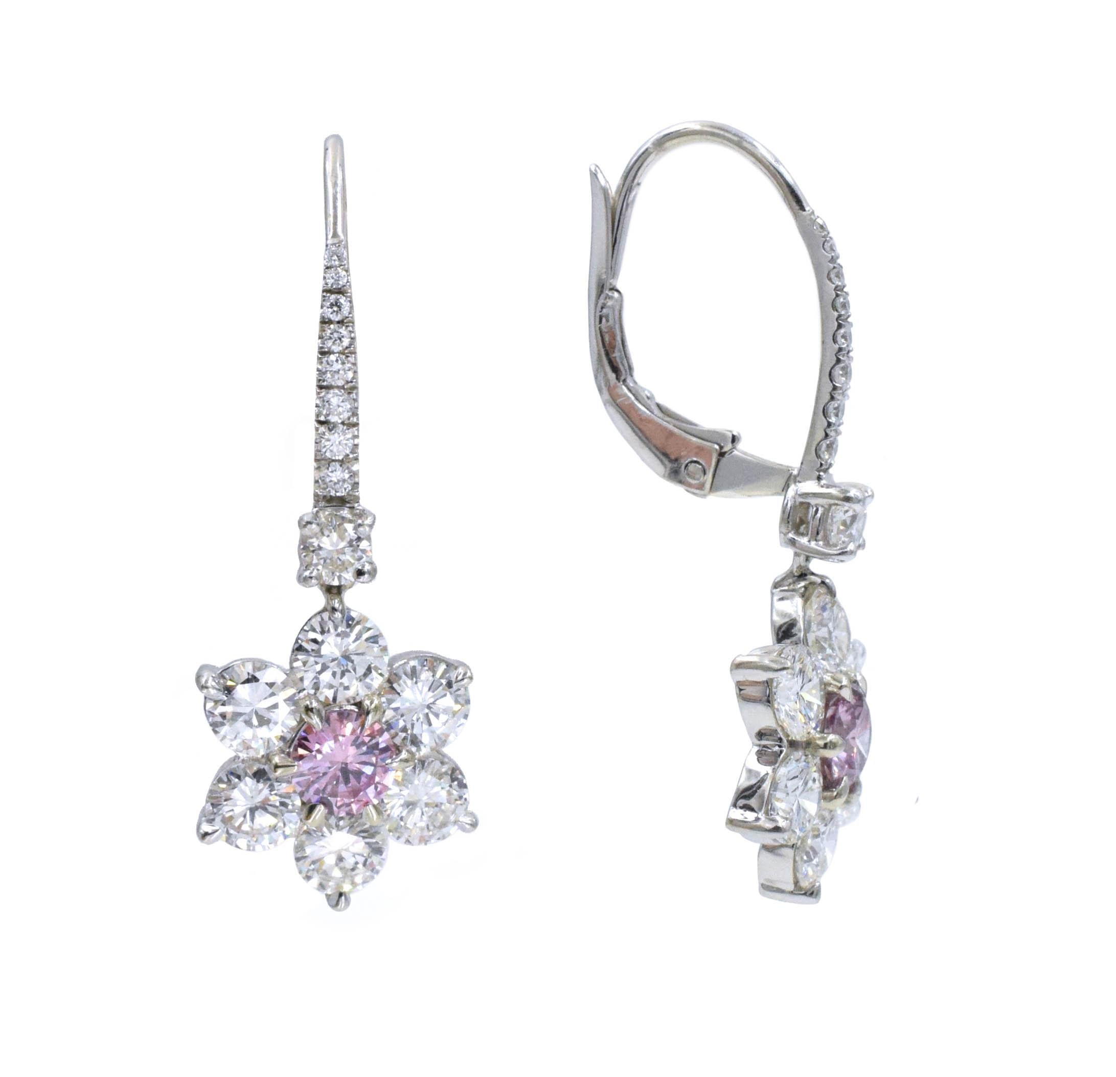 Round Cut Nally GIA Pink Diamond Earrings