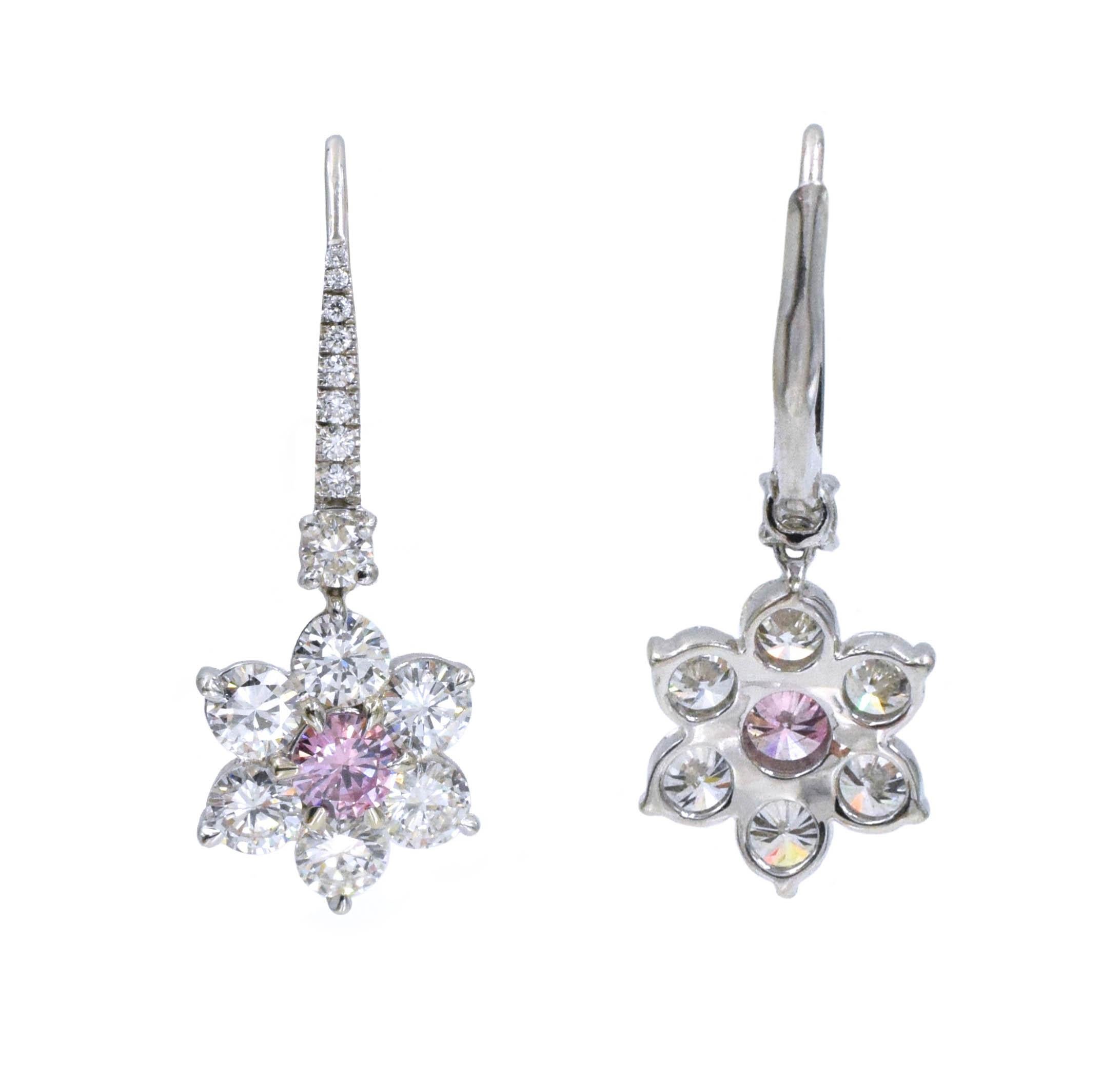 Nally GIA Pink Diamond Earrings In New Condition In New York, NY