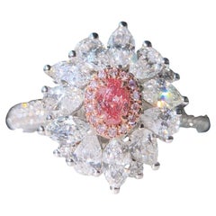GIA  Bague à diamant rose et halo de diamant blanc 18k - Eze Jewelry