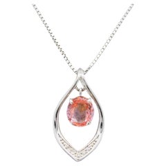 GIA Pink Orange Zoned Sapphire Weißgold-Anhänger - Sri Lanka / Ceylon