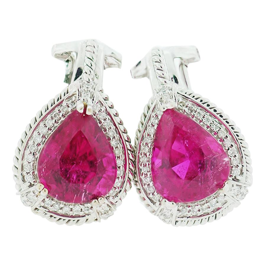 GIA Pink Tourmaline Diamond Earrings 4.21 Carat