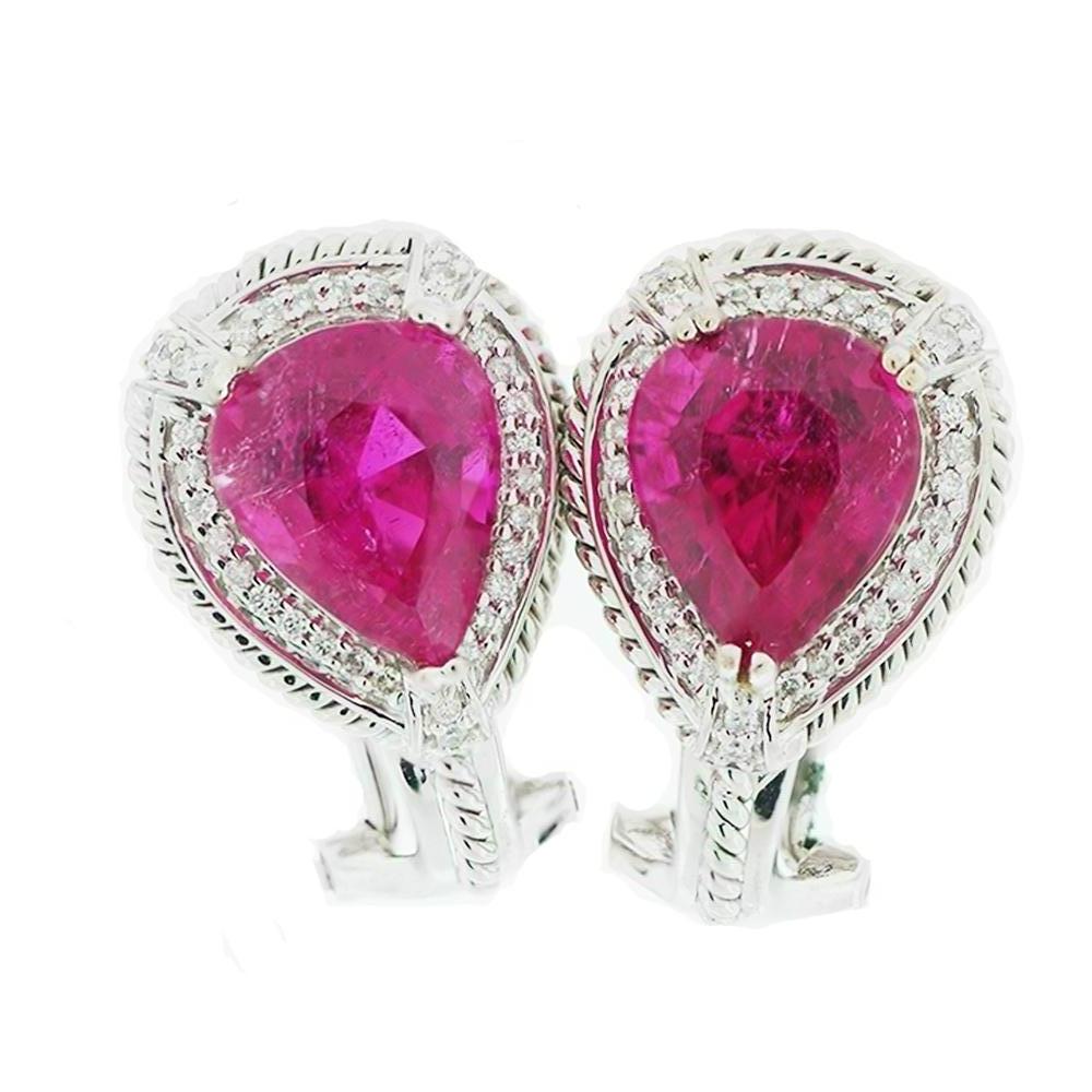 Contemporary GIA Pink Tourmaline Diamond Earrings 4.21 Carat