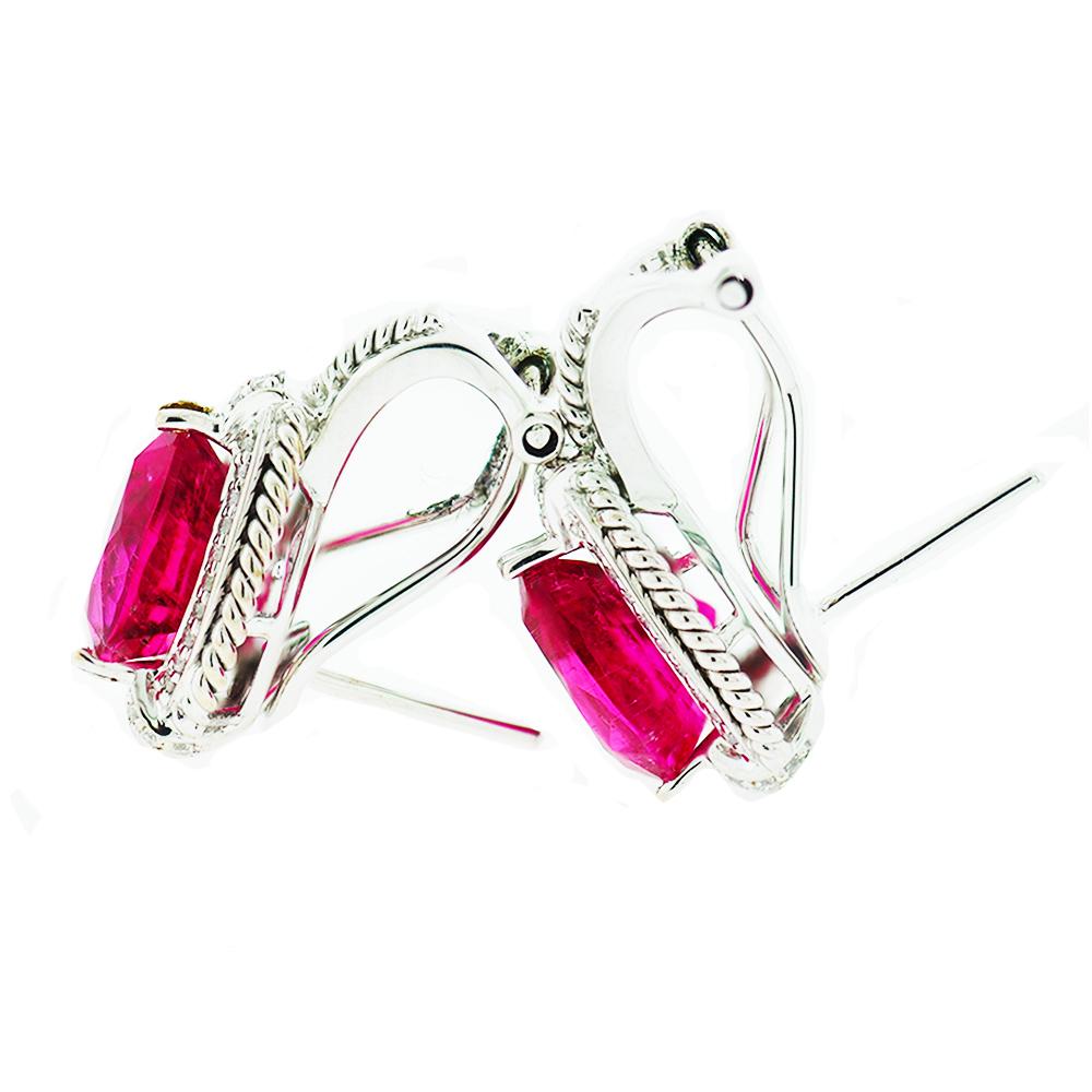 Pear Cut GIA Pink Tourmaline Diamond Earrings 4.21 Carat