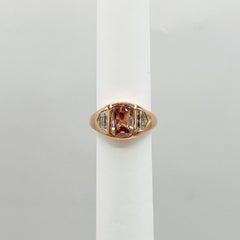 GIA Pinkish Orange Padparadscha Sapphire Cushion & Diamond Ring in 18K Rose Gold
