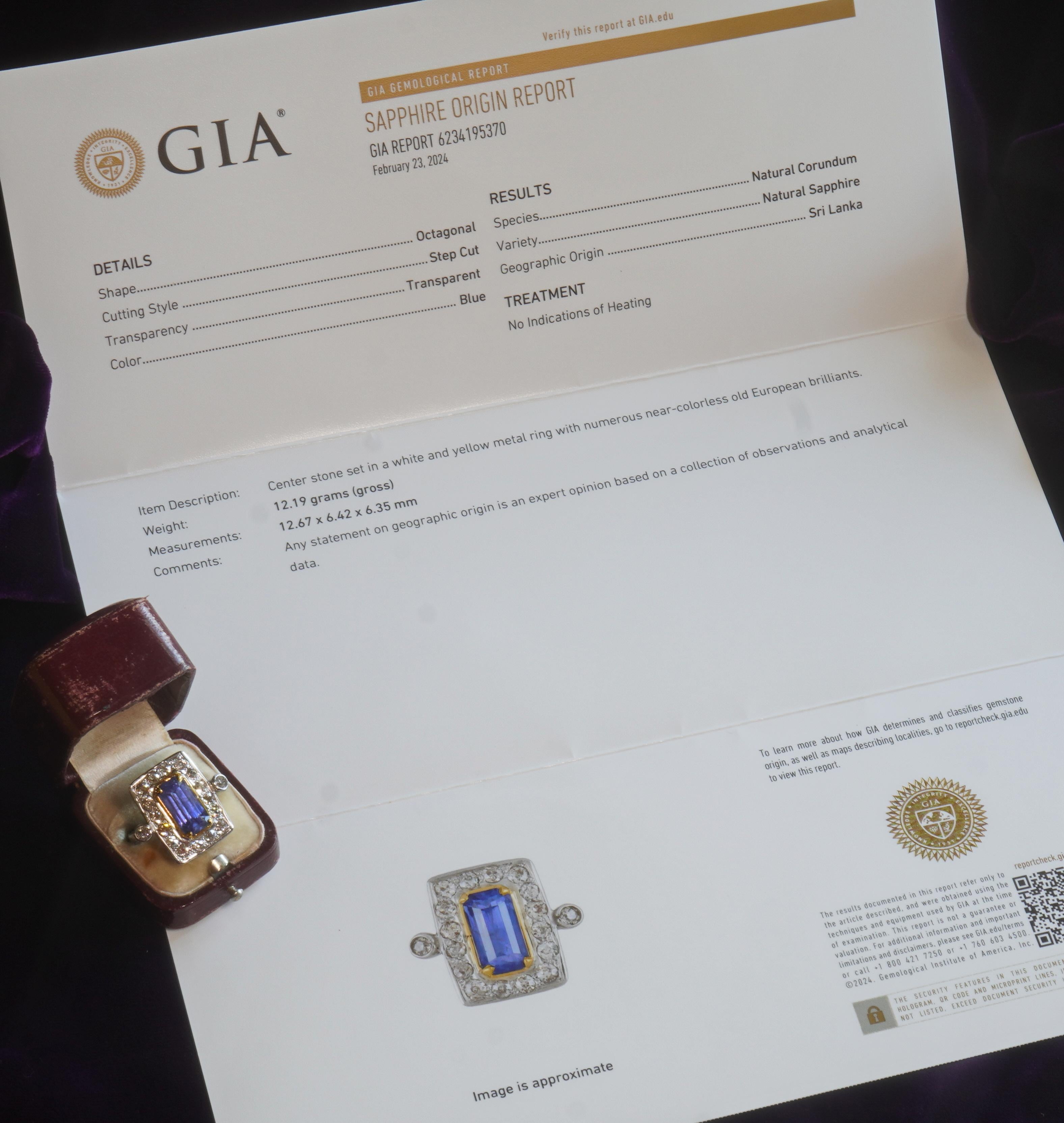 GIA Platin 18K Blauer Saphir unbehandelter Ceylon Diamantring VS Antik 8,32 CTS (Viktorianisch) im Angebot