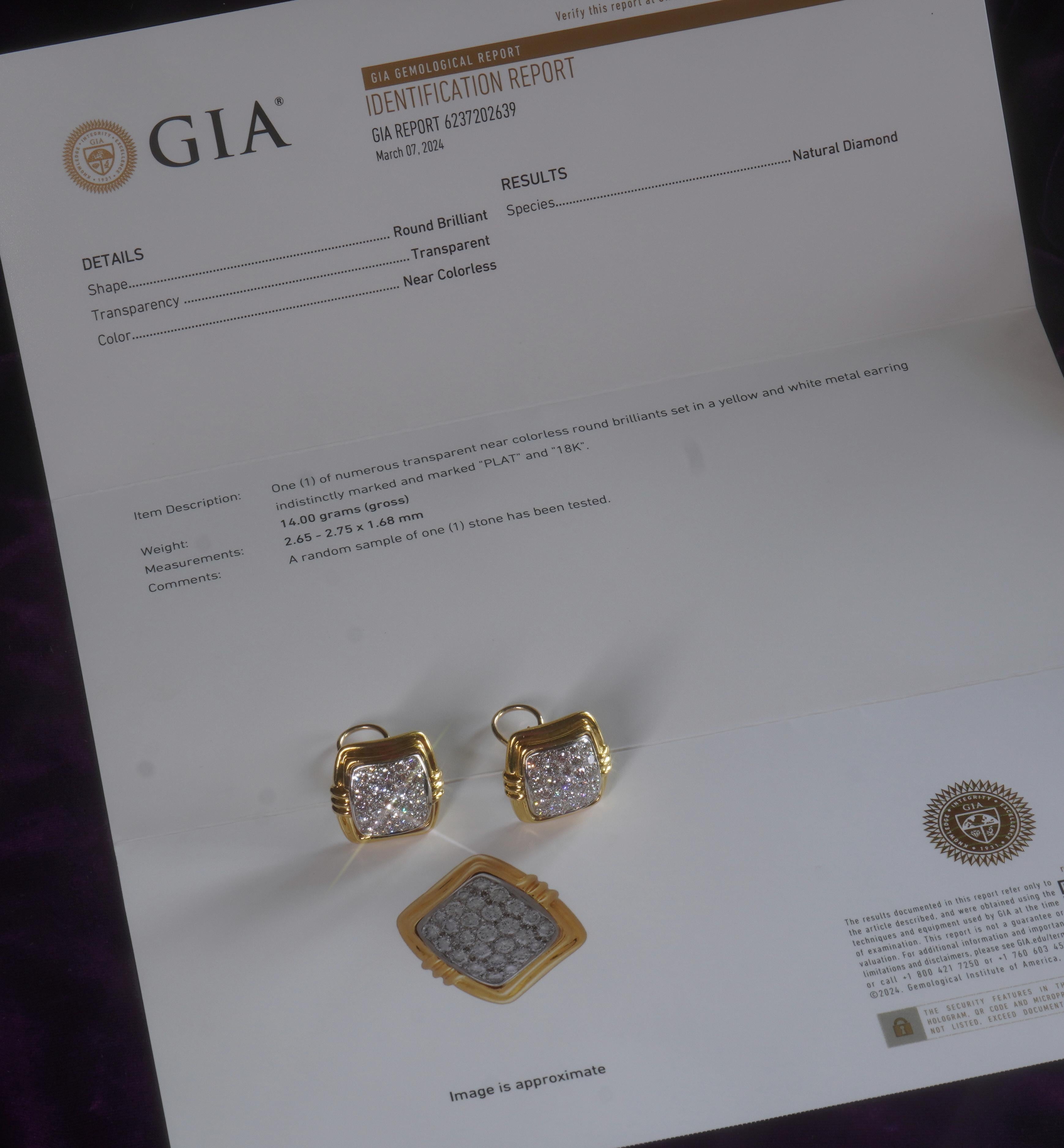 Retro GIA Platinum 18K Diamond VVS Vintage Earrings Gold Natural HUGE Fine 4.86 Carats For Sale