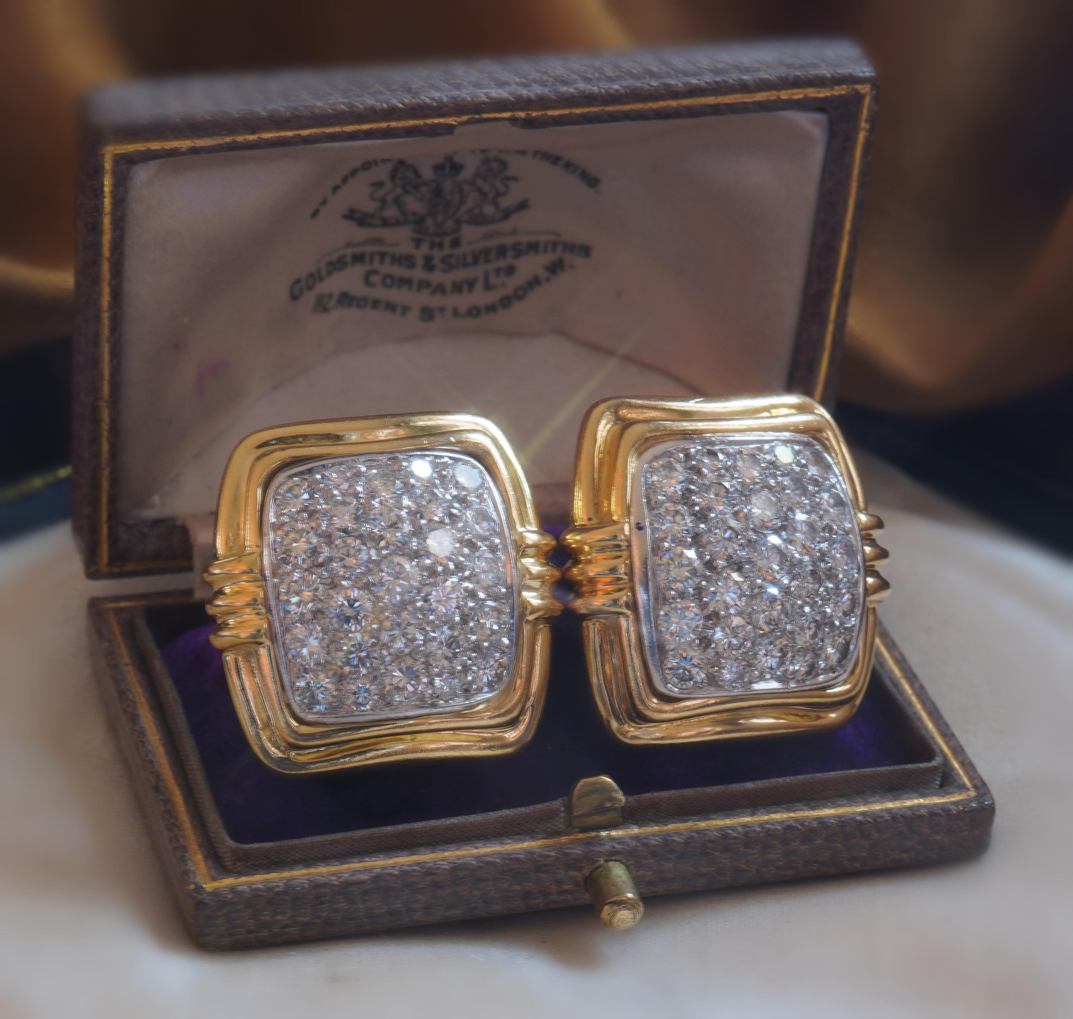 GIA Platinum 18K Diamond VVS Vintage Earrings Gold Natural HUGE Fine 4.86 Carats For Sale 1