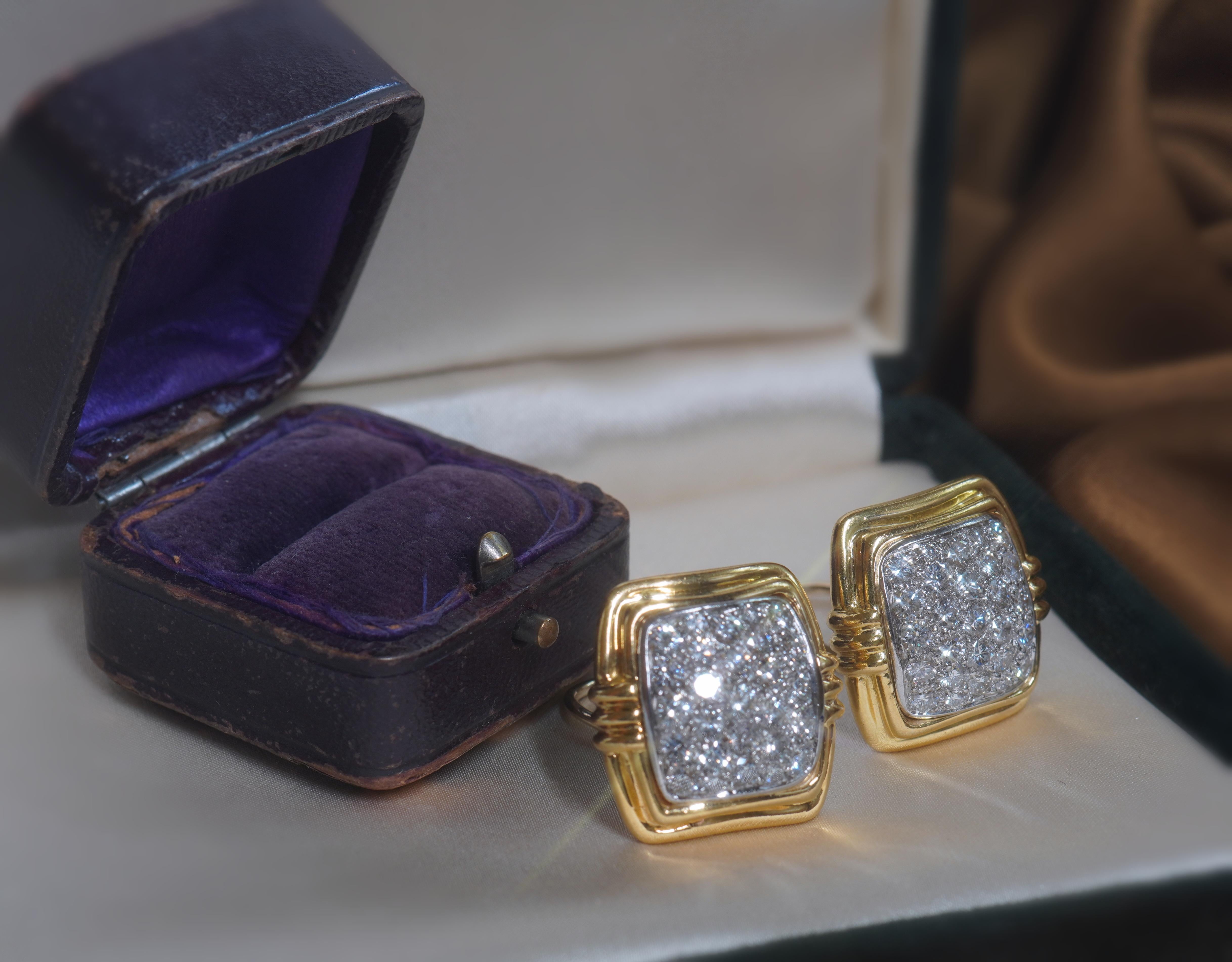 GIA Platinum 18K Diamond VVS Vintage Earrings Gold Natural HUGE Fine 4.86 Carats For Sale 2