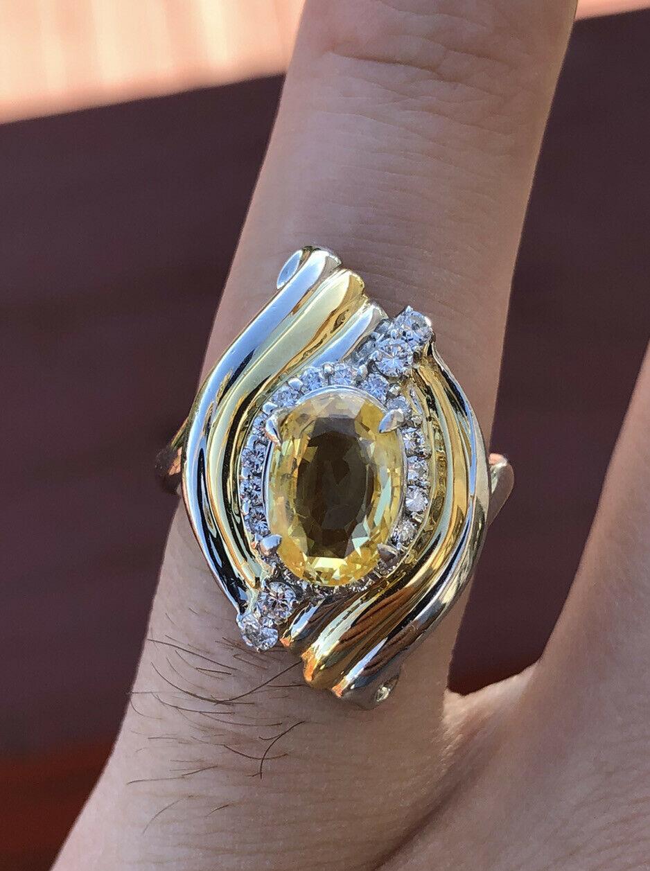 GIA Platinum & 18k Natural No Heat Yellow Sapphire & Diamond Ring 3.28ctw 12.8g



 Beautiful GIA natural NO HEAT yellow sapphire & diamond ring 

Very elegant for everyday wear !! 

Approx 0.41 ctw of round diamonds G-H VS-SI

Yellow Sapphire size