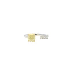 GIA Platinum & 18K Yellow Gold Cushion & Marquise Cut Diamond Engagement Ring