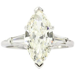 Retro GIA Platinum 2.3 Carat Marquise Diamond Ring