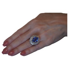GIA Platinum Blue Sapphire No Heat Diamond Ring Vintage 18K Huge Fine 21.28 Cts