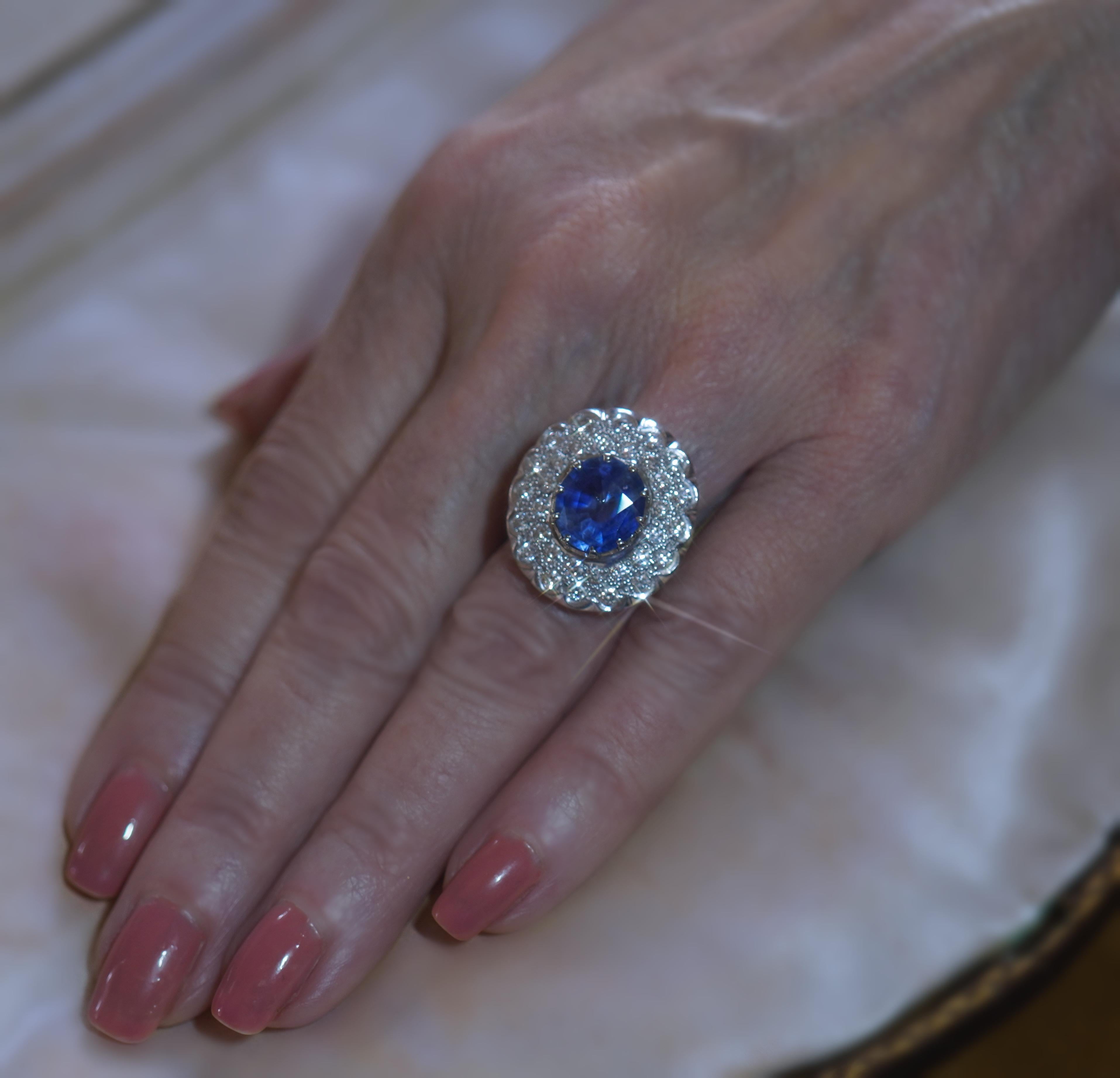 GIA Platinum Blue Sapphire VS Diamond Ring No Heat Ceylon Huge Fine 9.17 Carats For Sale 6