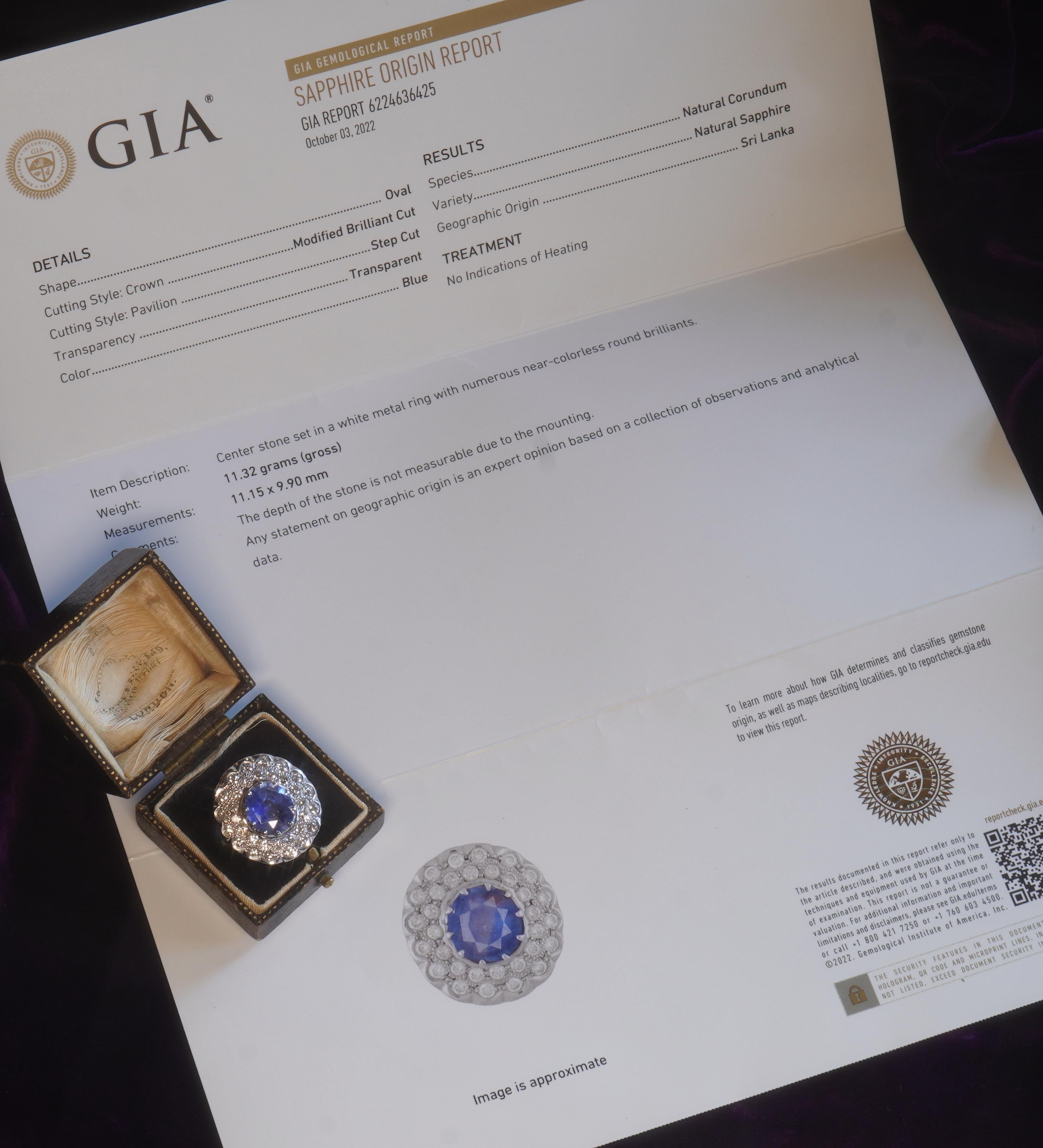 Bague Ceylan très fine de 9,17 carats en platine, saphir bleu VS et diamant certifié GIA, sans chaleur en vente 3
