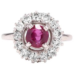 GIA Platinum, Burmese Ruby, and Diamond Ring GIA Platinum, Burmese Ruby, and Diamond Ring