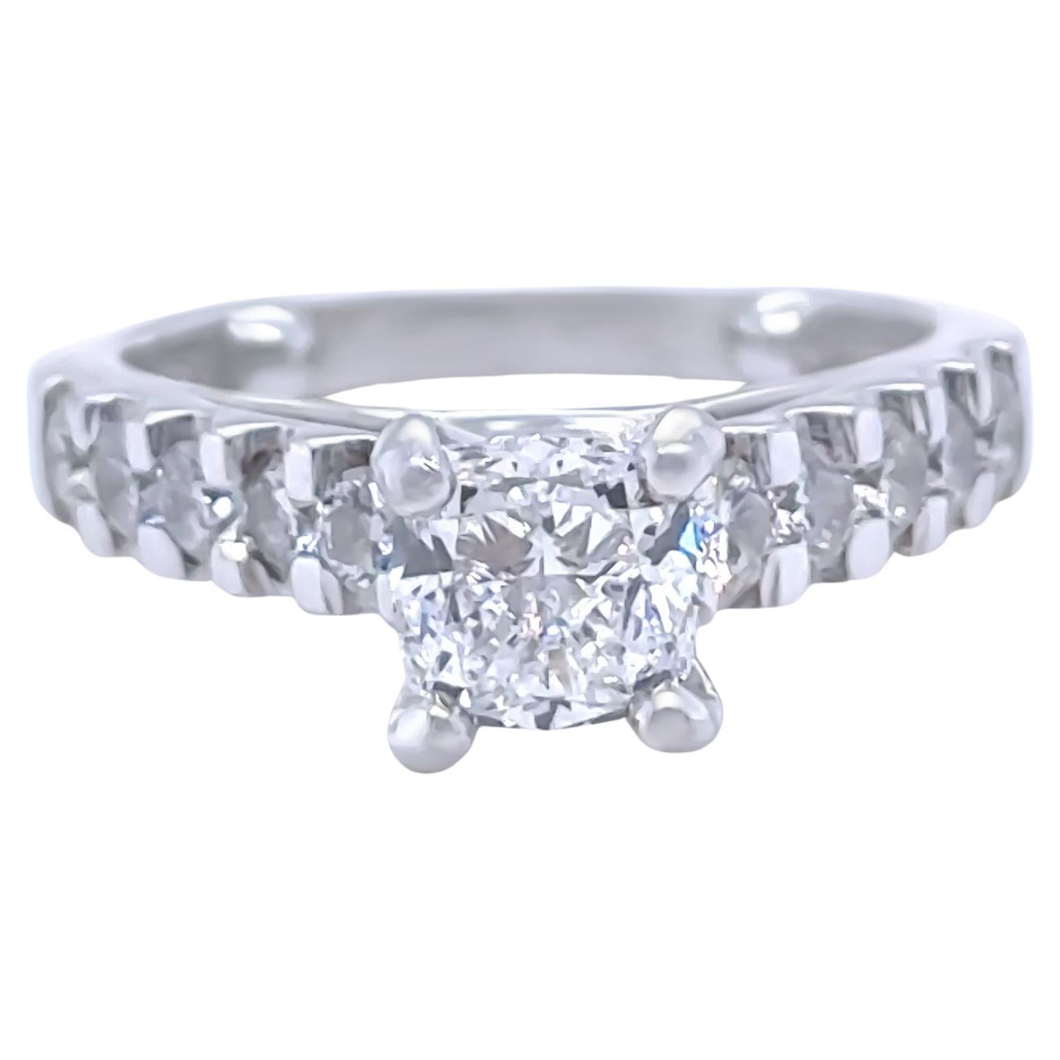 GIA Platinum Cushion Cut Diamond Ring 2.00ct 8.95g