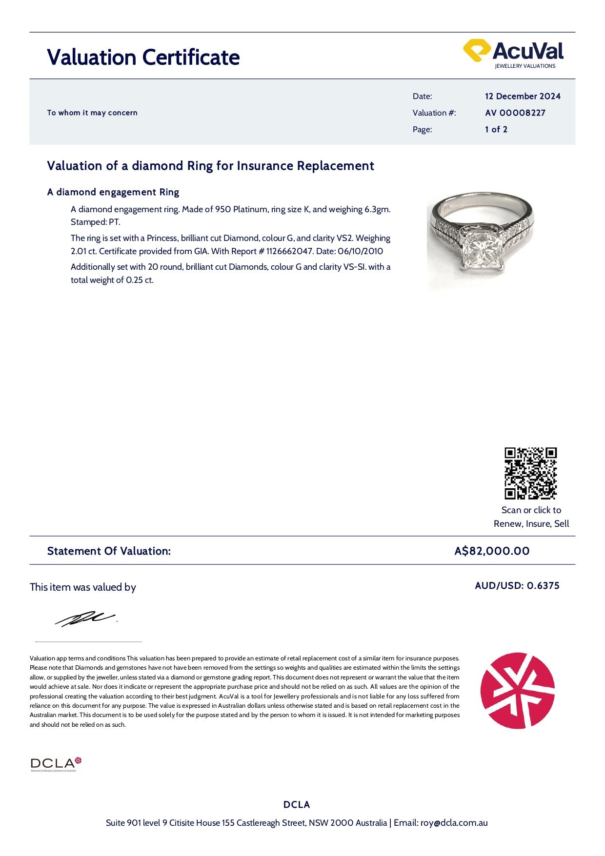 GIA Platinum Diamond Engagement Ring 2.26ct For Sale 5