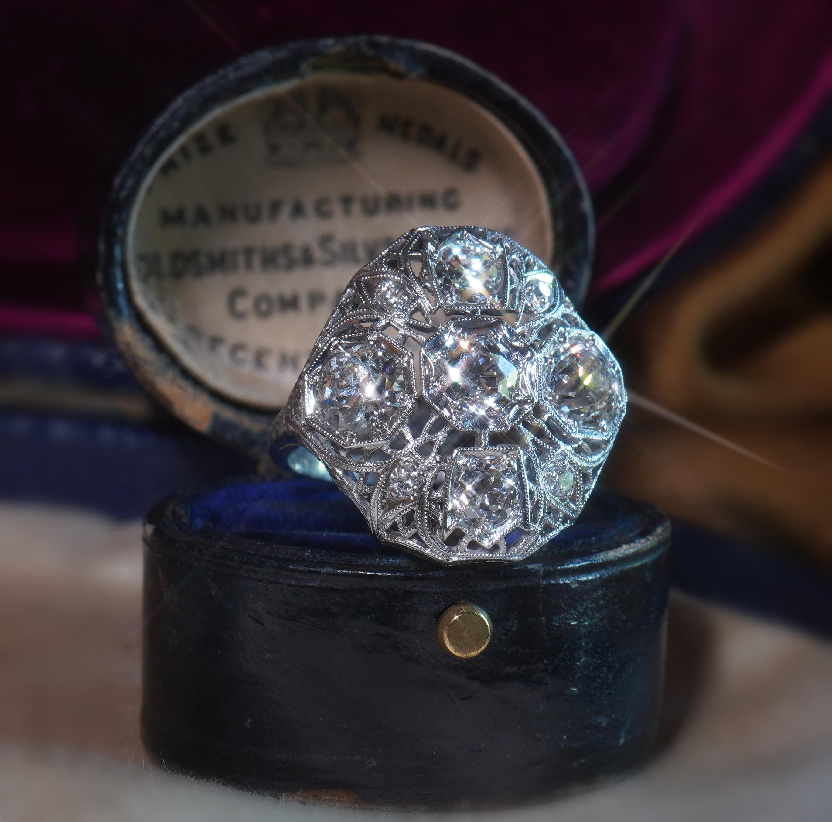 GIA Platinum Diamond Ring Antique VS Mine Vintage Victorian Engagement 2.72 CTS For Sale 5