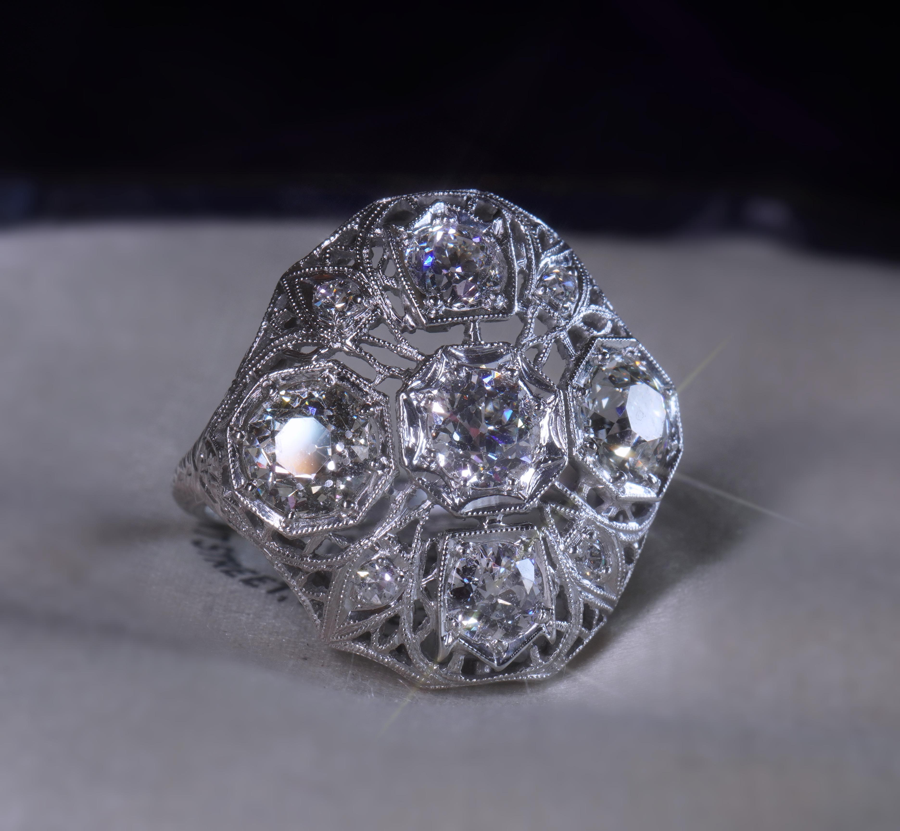 Women's GIA Platinum Diamond Ring Antique VS Mine Vintage Victorian Engagement 2.72 CTS