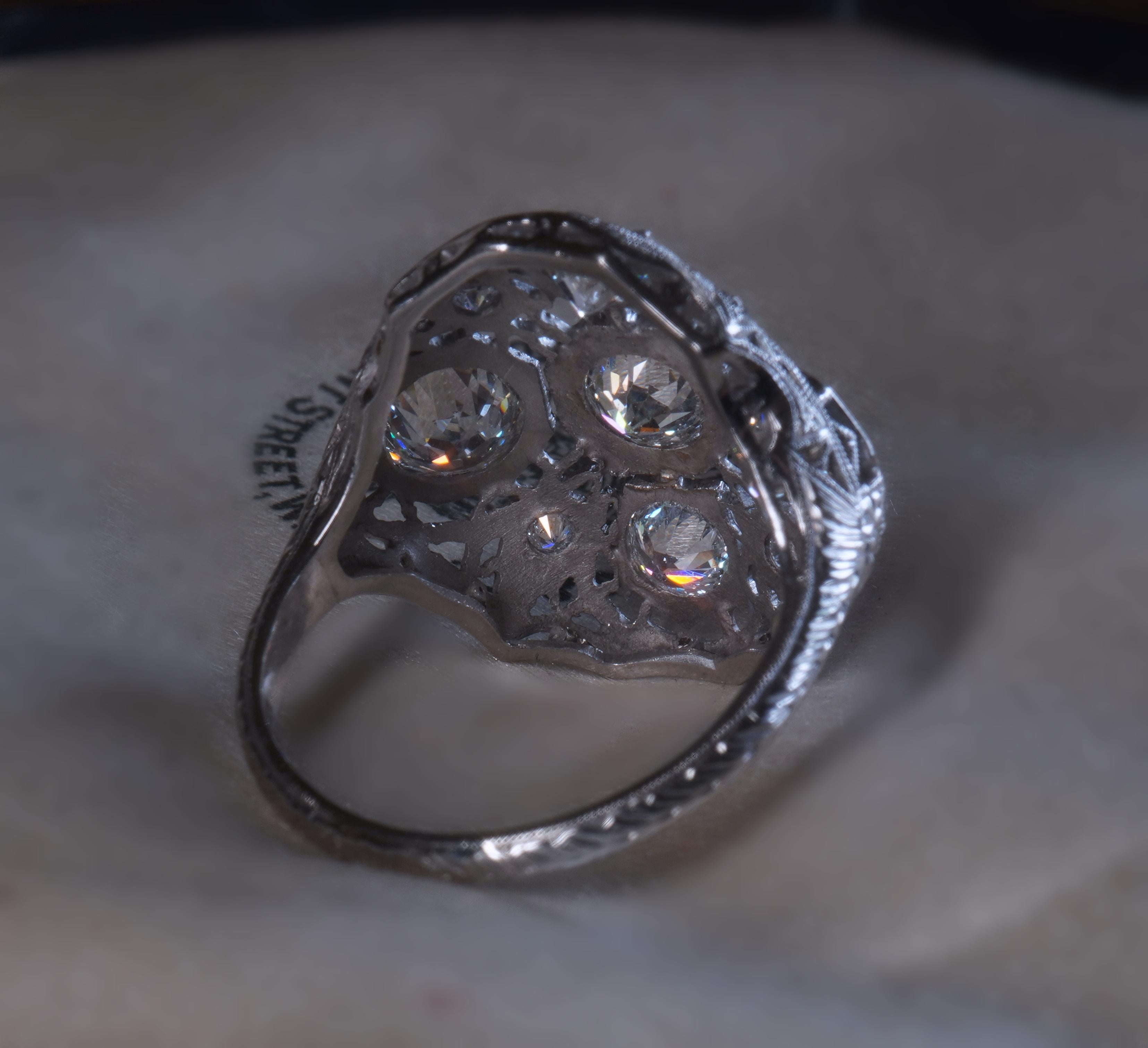GIA Platinum Diamond Ring Antique VS Mine Vintage Victorian Engagement 2.72 CTS For Sale 2