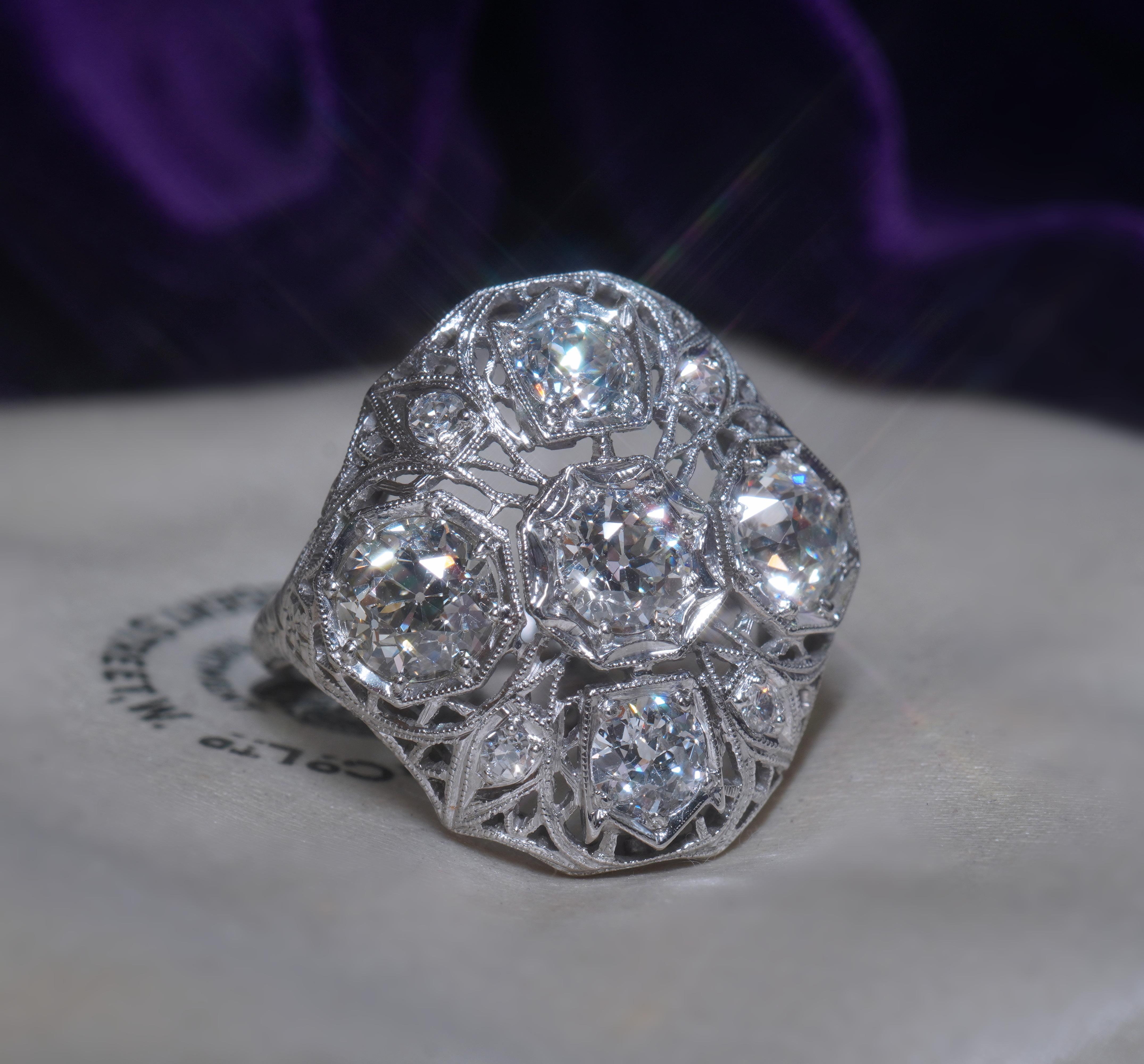 GIA Platinum Diamond Ring Antique VS Mine Vintage Victorian Engagement 2.72 CTS 3