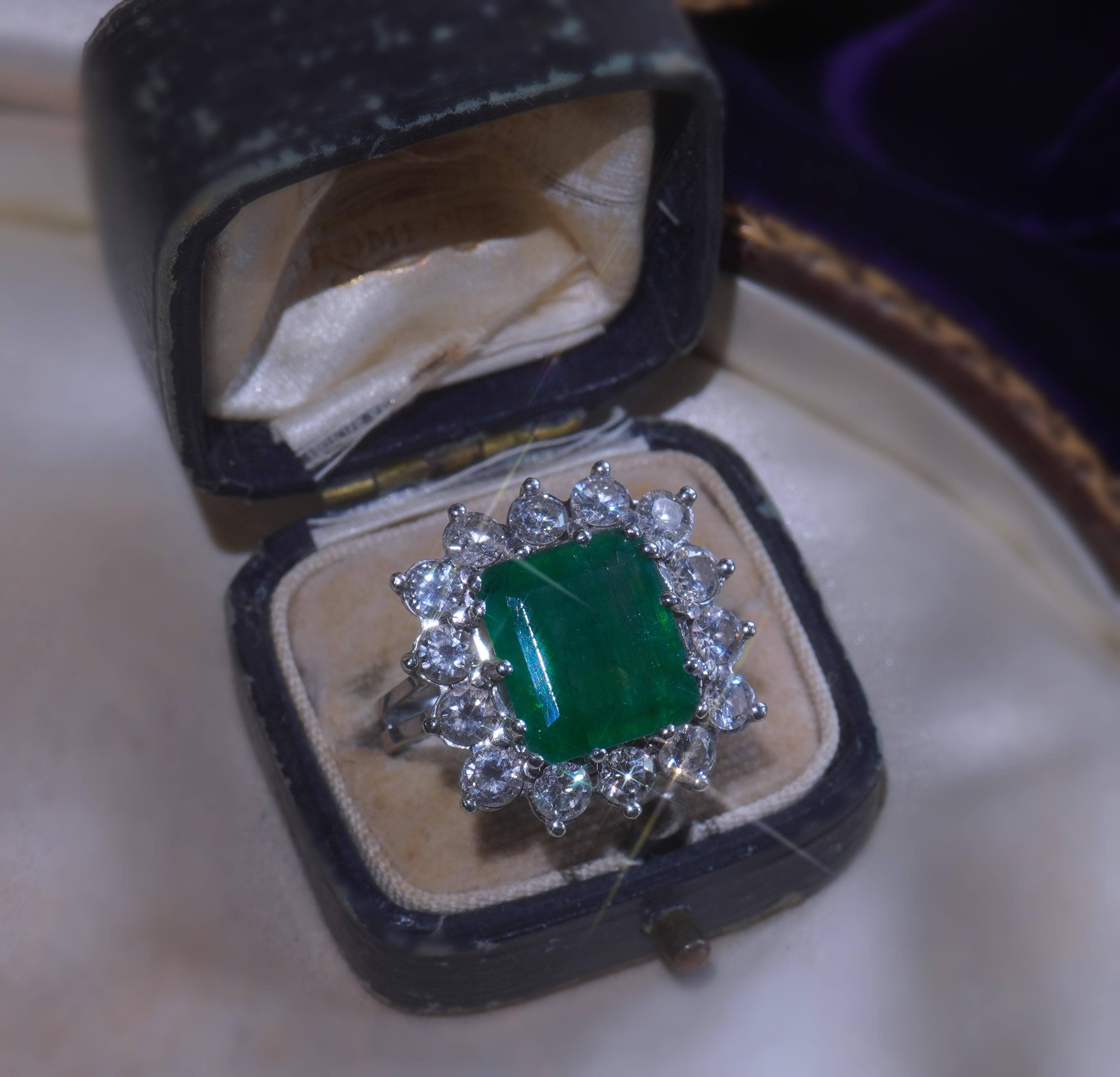 GIA Platinum Emerald Diamond Ring Certified Natural Vintage Fine Huge 9.15 Carat 1