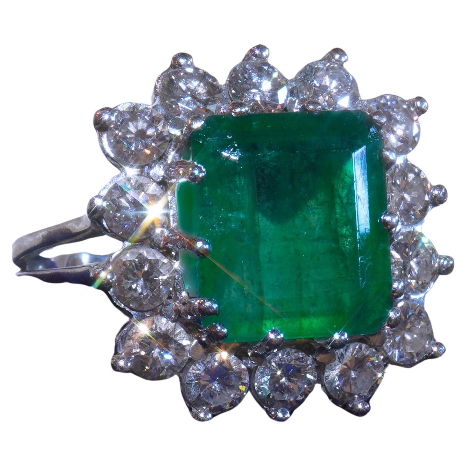GIA Platinum Emerald Diamond Ring Certified Natural Vintage Fine Huge 9.15 Carat