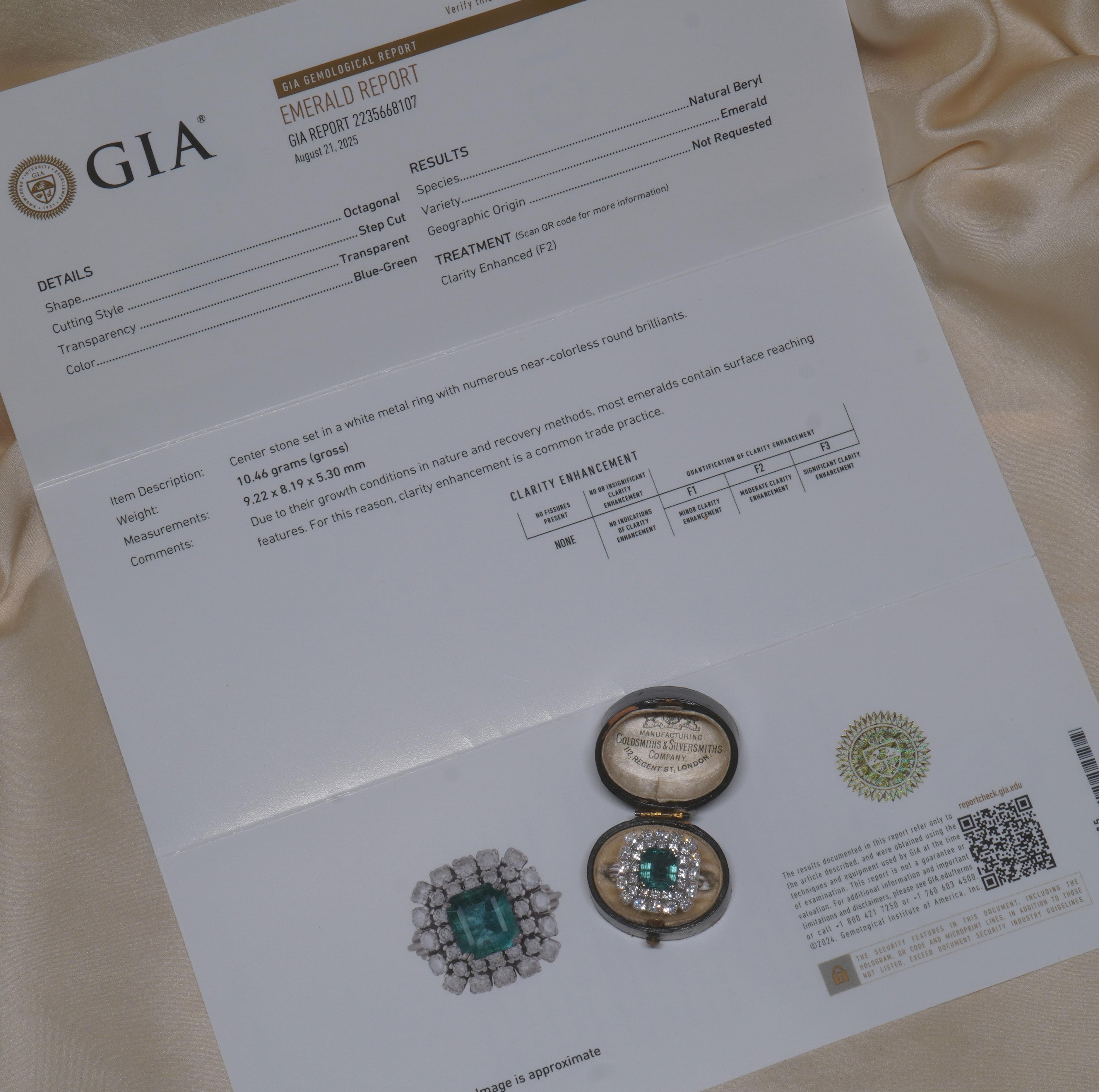 Taille princesse GIA Platinum Emerald Diamond Ring Vintage Certified Natural Fine VS 6.04 Carats en vente