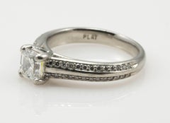 GIA Platinum Ladies Ring with Asscher Cut Diamond 1.31 Total Diamond Weight